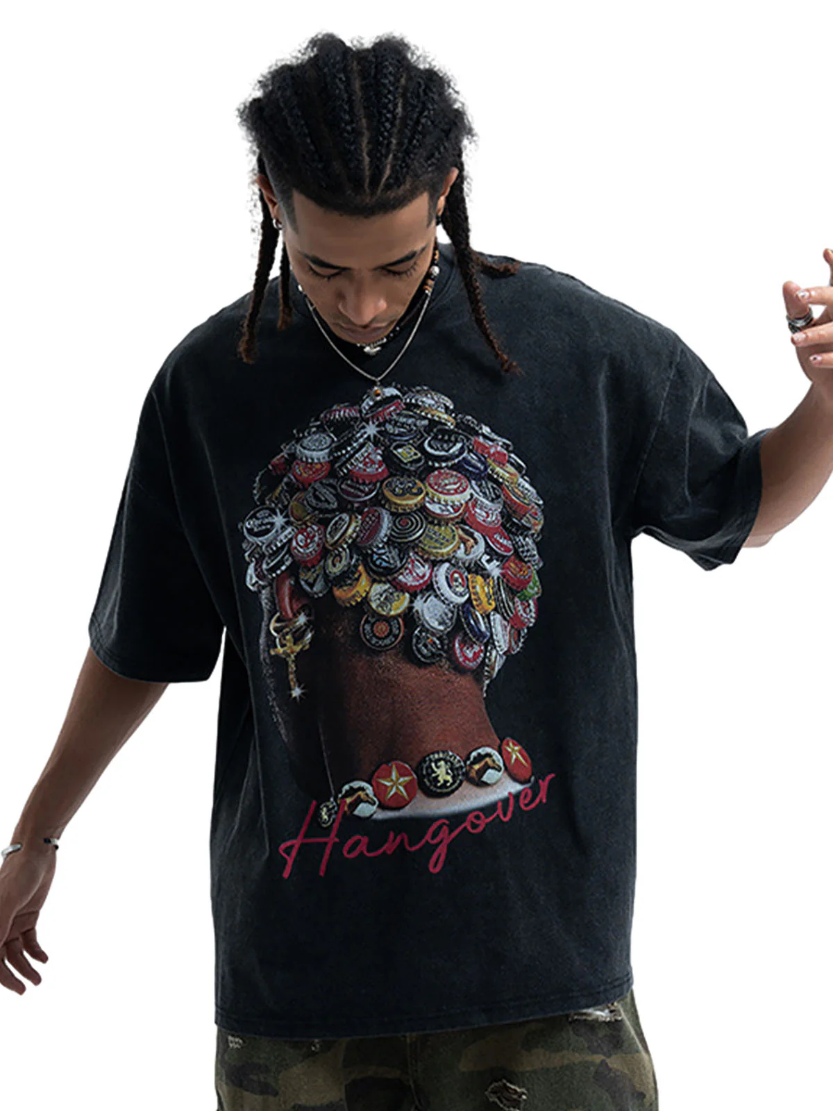 Street Washed Portrait Print T-shirt