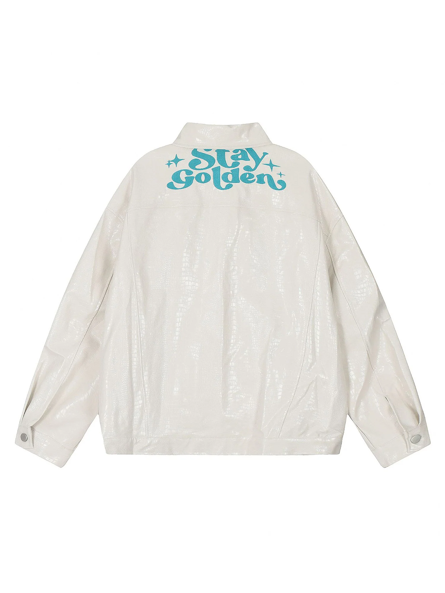 Thesupermade Star Embroidered PU Leather Jacket - 2358