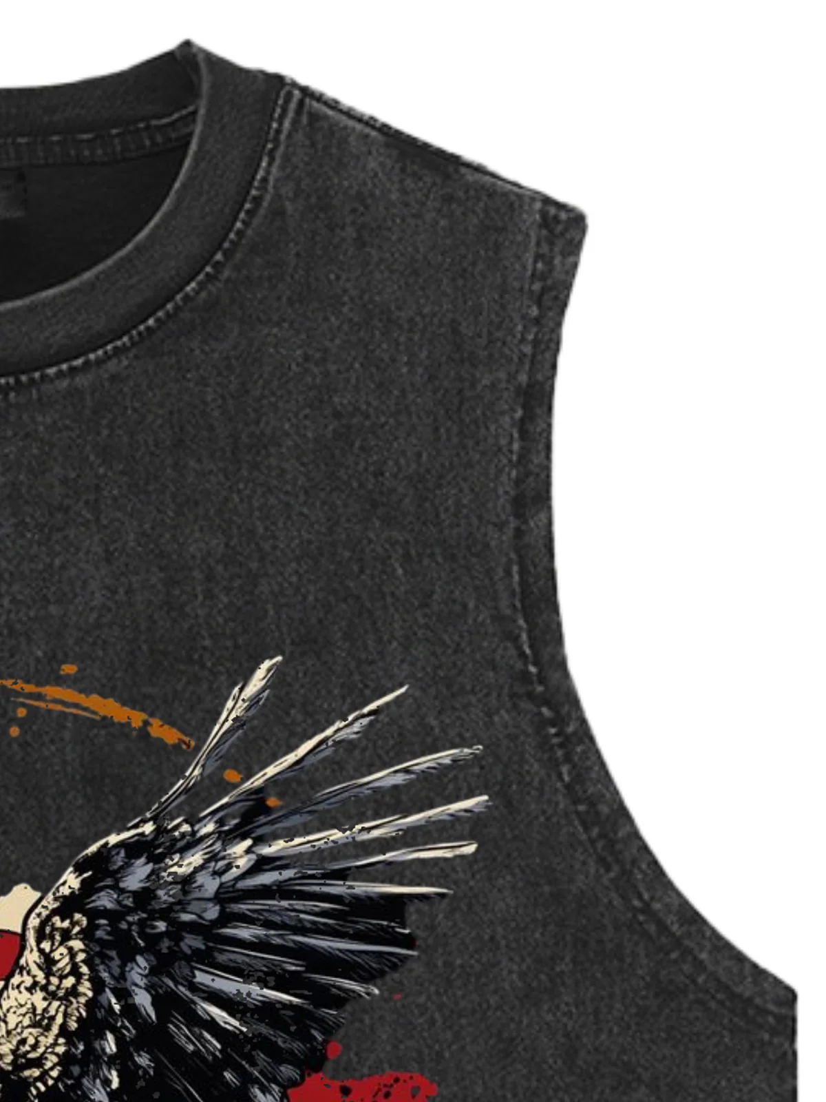 Original Printed Eagle Graphic Tank Top Sleeveless Denim Vest