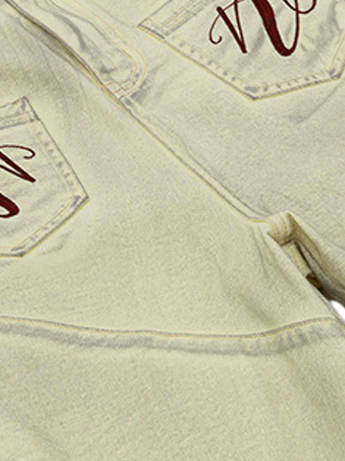 Washed Print Baggy Denim Shorts - 2375