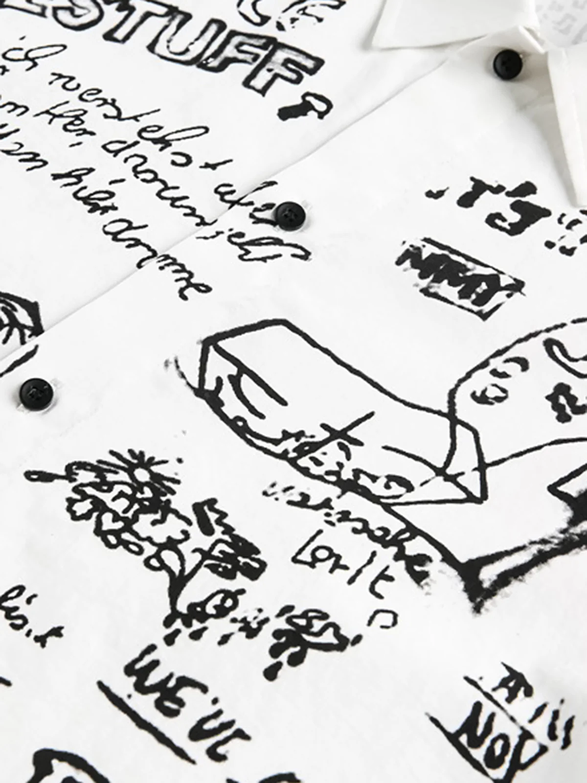 Fun Graffiti Print Short Sleeve Shirt