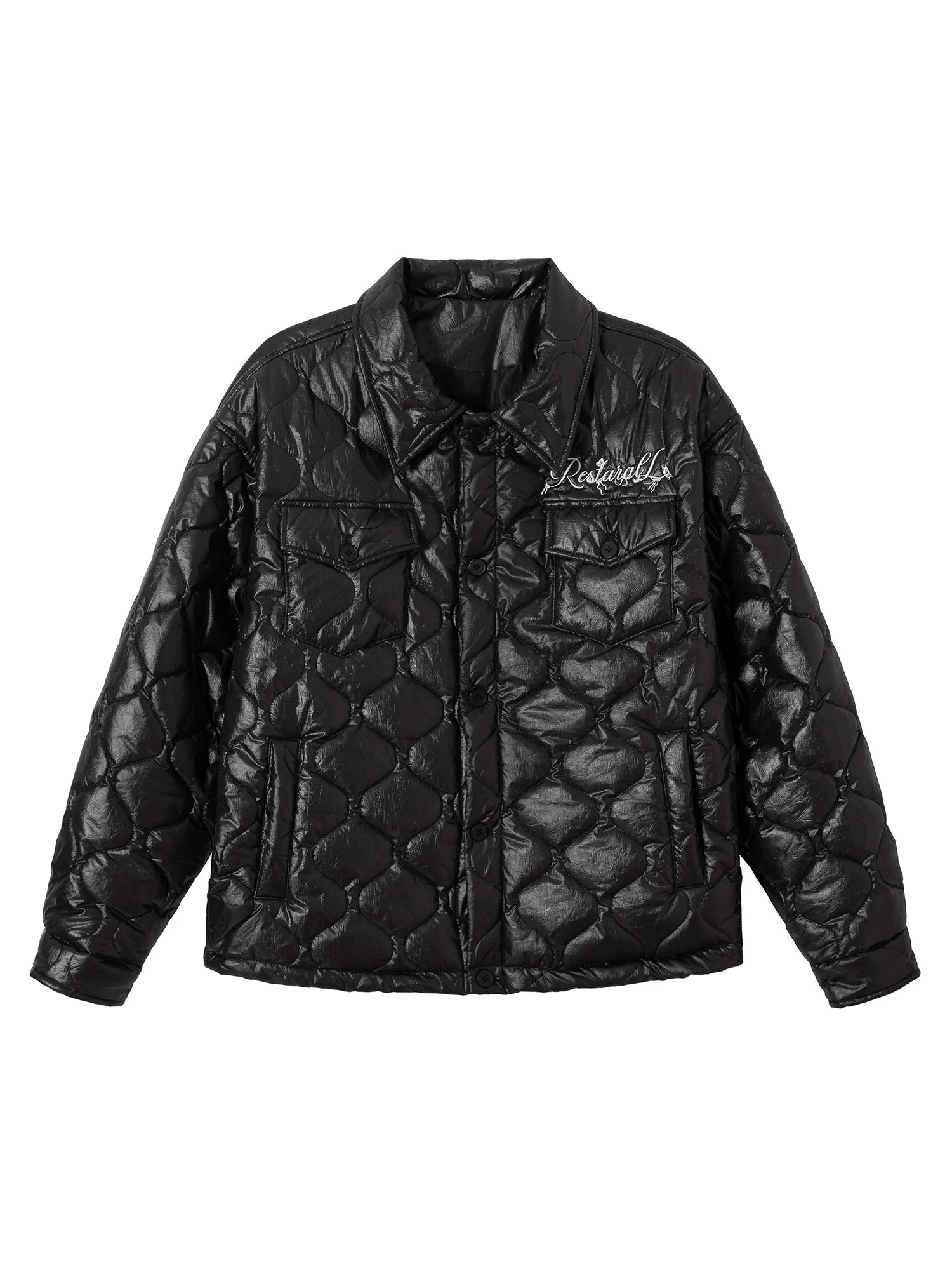 Thesupermade Diamond Quilted Letter Embroidery Quilted Jacket
