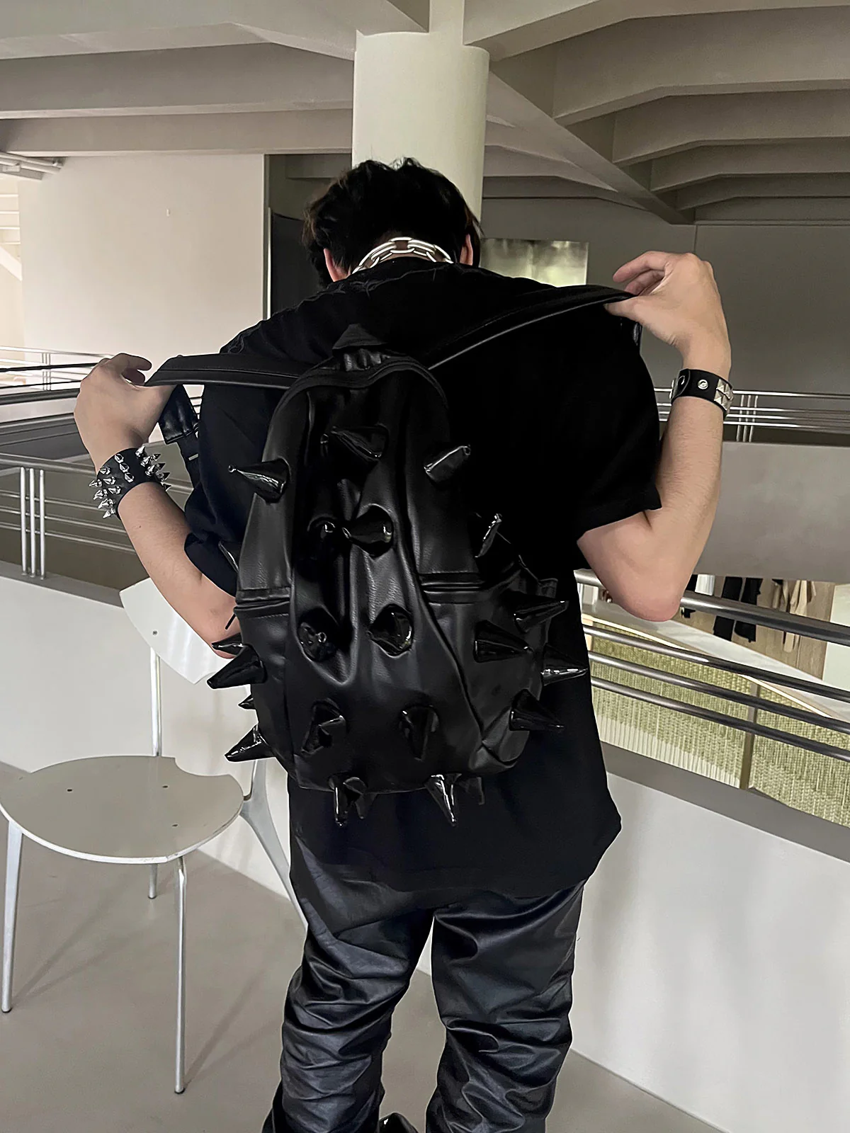 Street Rock Punk Dark Hedgehog Rivet Backpack