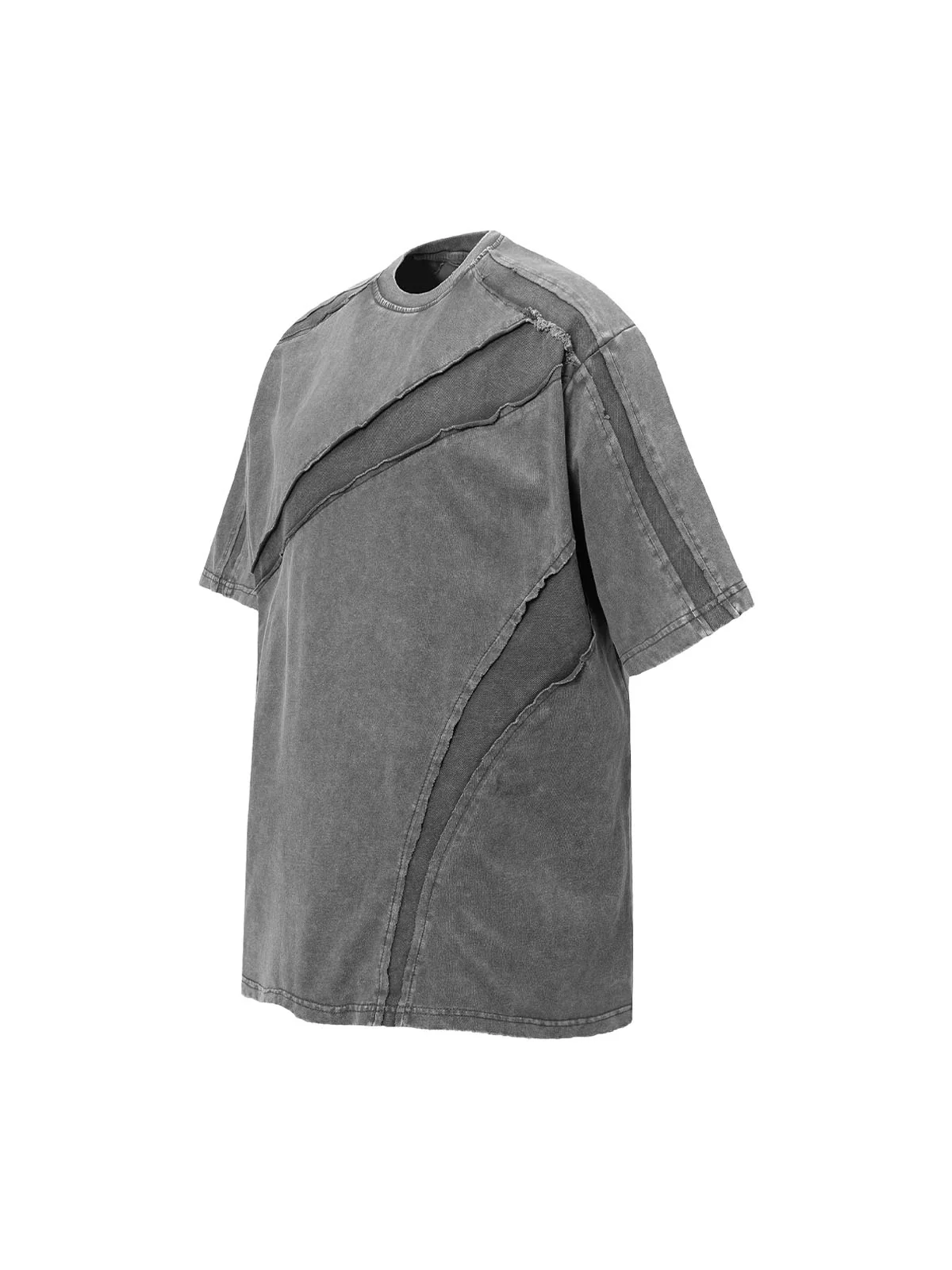 Washed Raw Edge Split Oversized T-Shirt