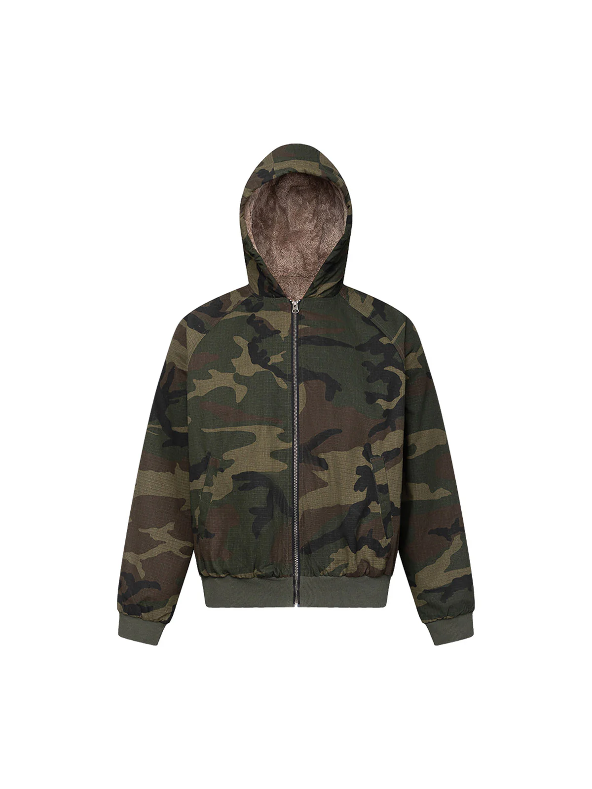 Thesupermade Camouflage Fleece Hooded Jacket