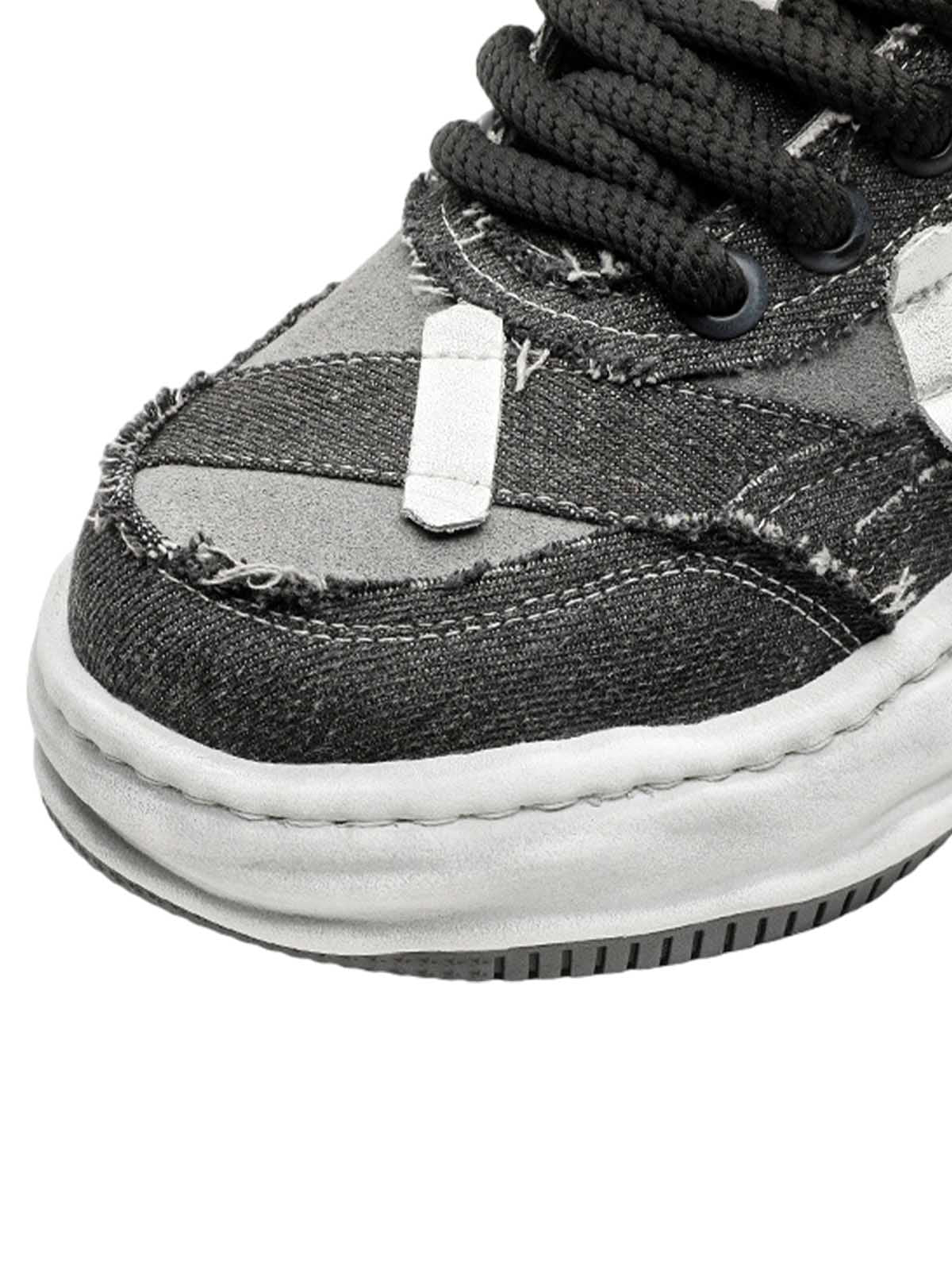 Distressed Deconstructed Split Whisker Platform Sneakers