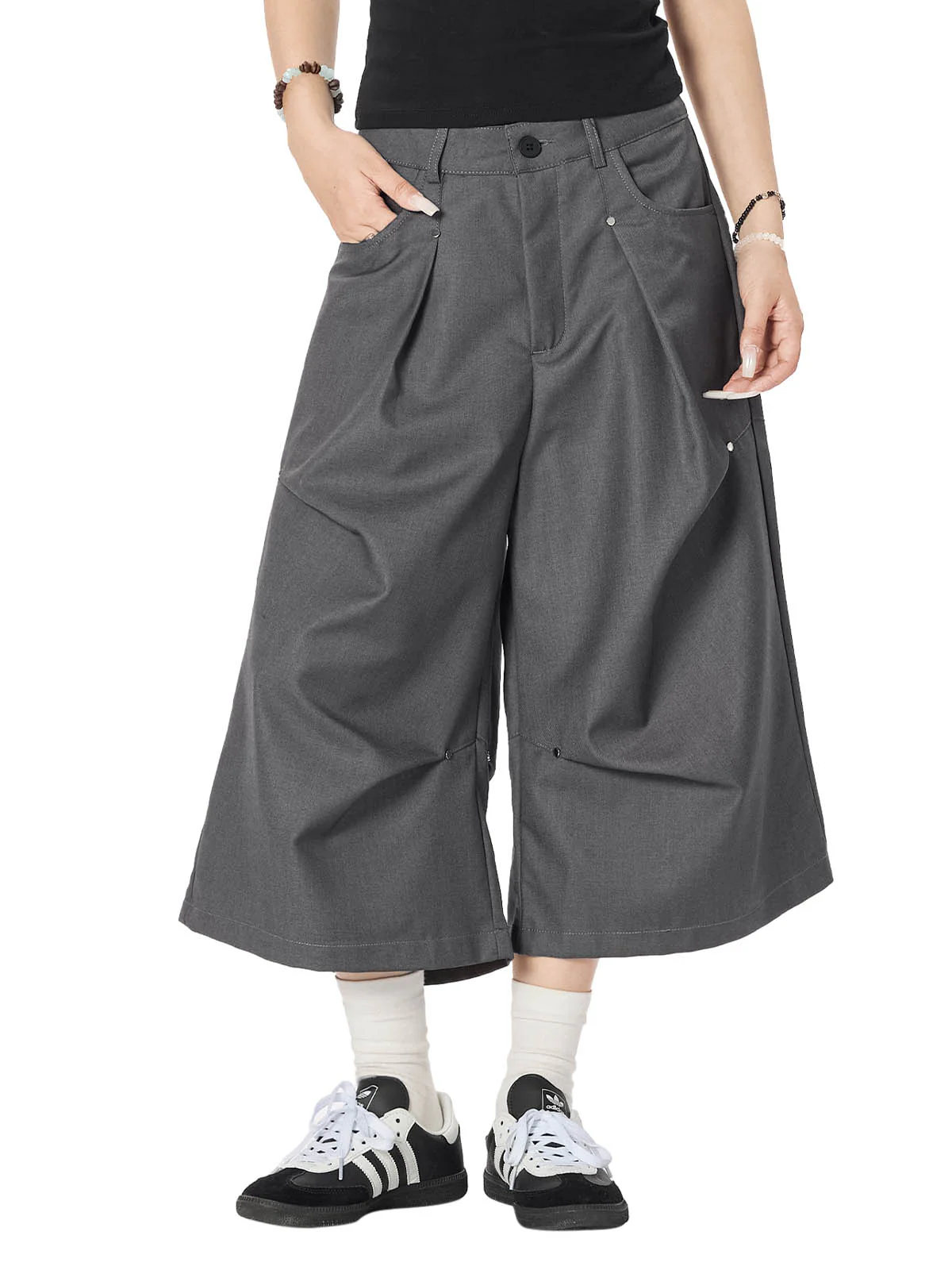Cleanfit High Waist Baggy Cropped Trousers