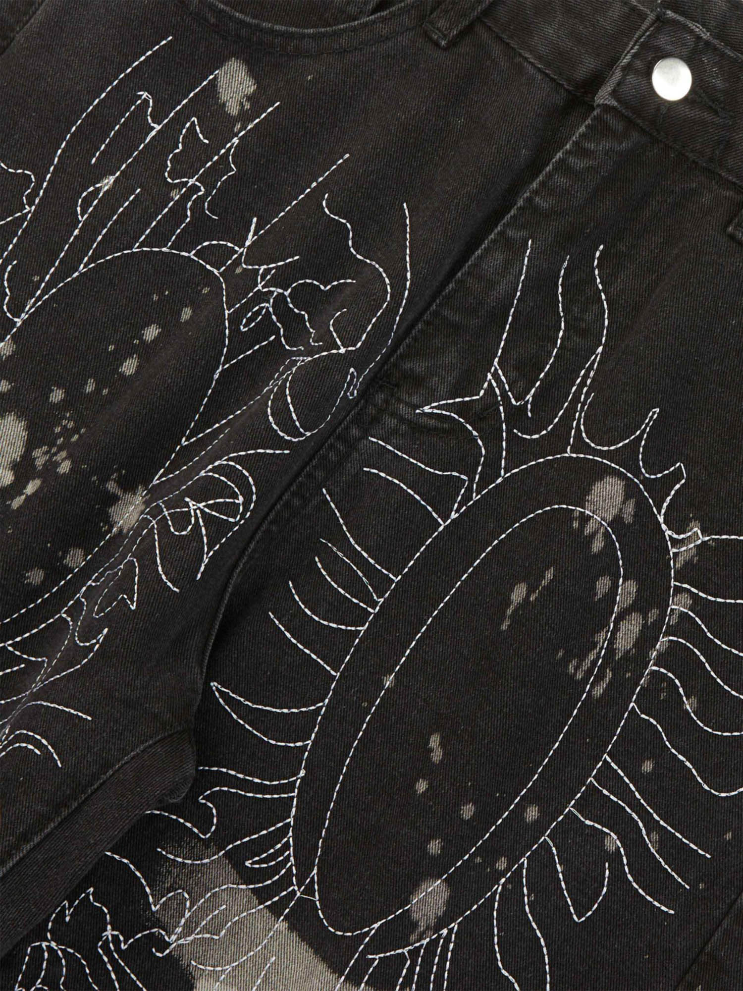 Thesupermade Topstitched White Straight-leg Jeans