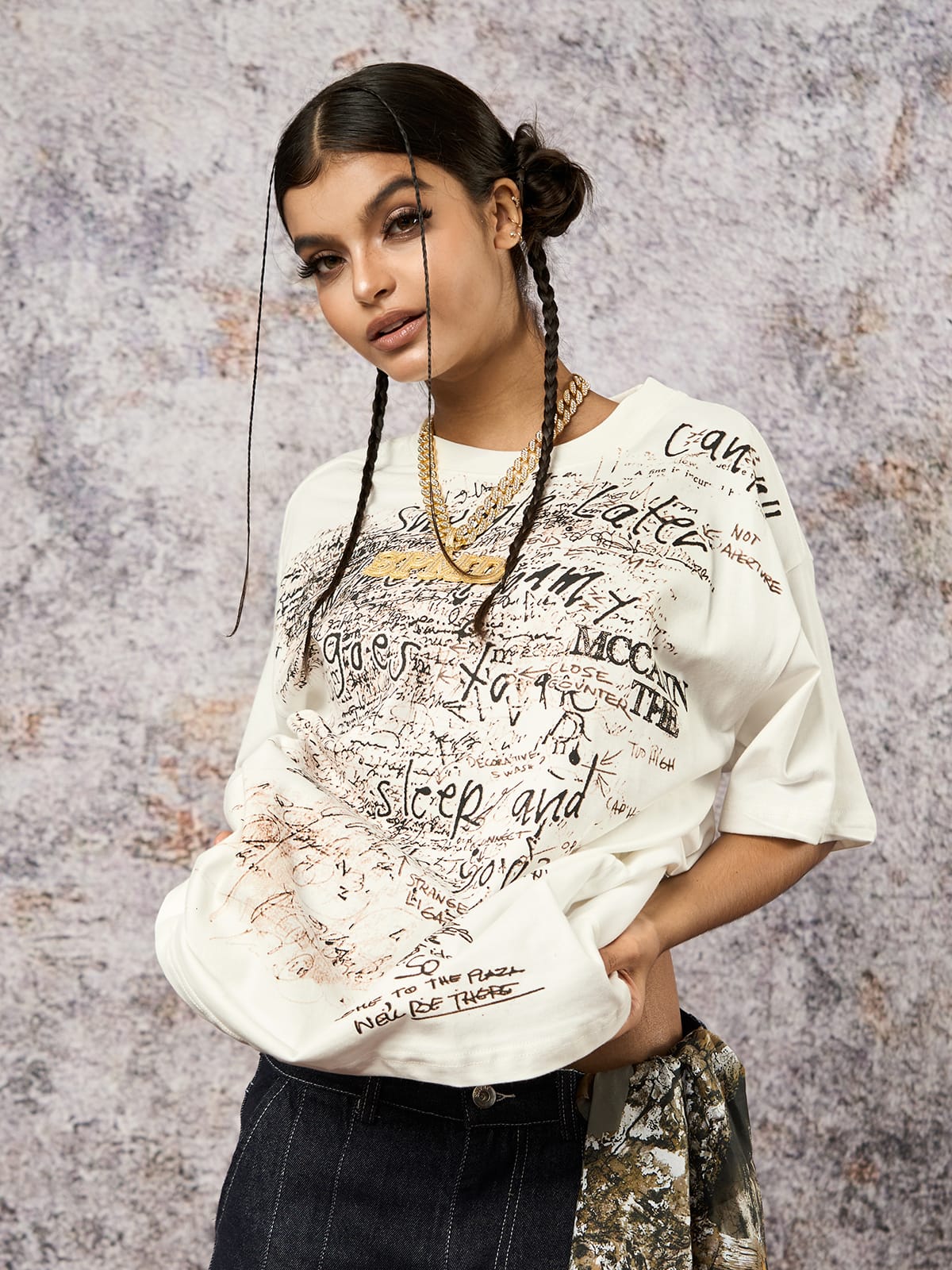 Graffiti Letter Print Oversized T-Shirt