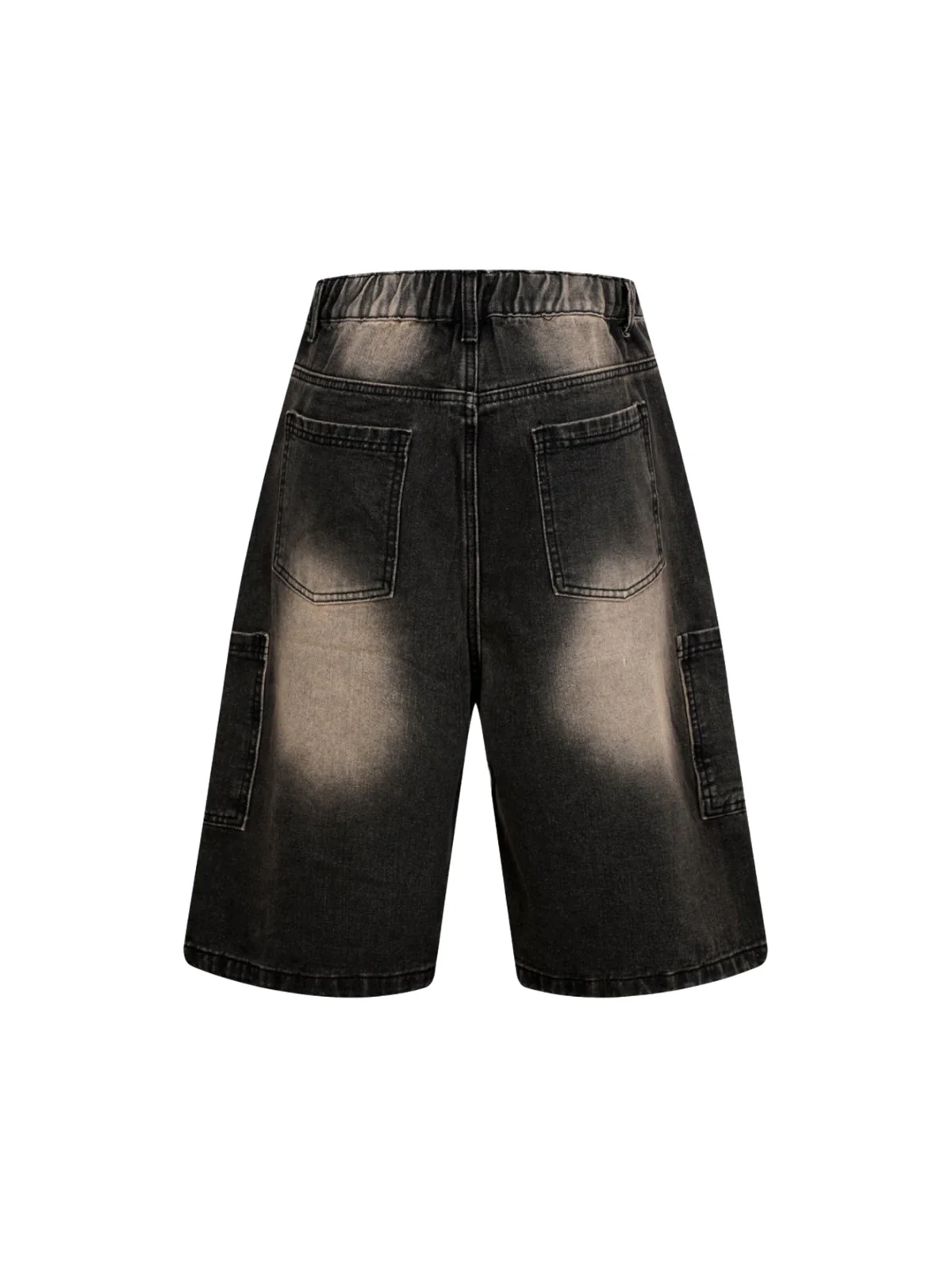 Washed Distressed Raw Edge Denim Jorts