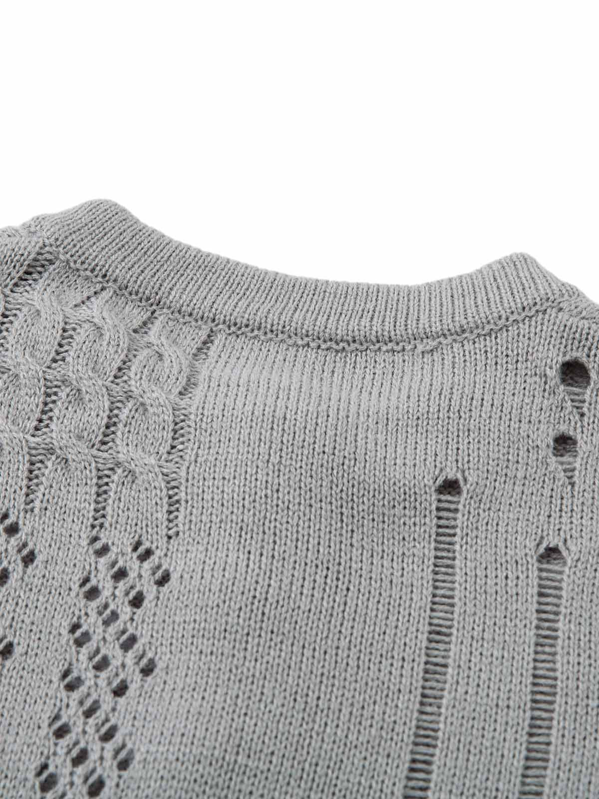 Openwork Knit Short-Sleeve Sweater