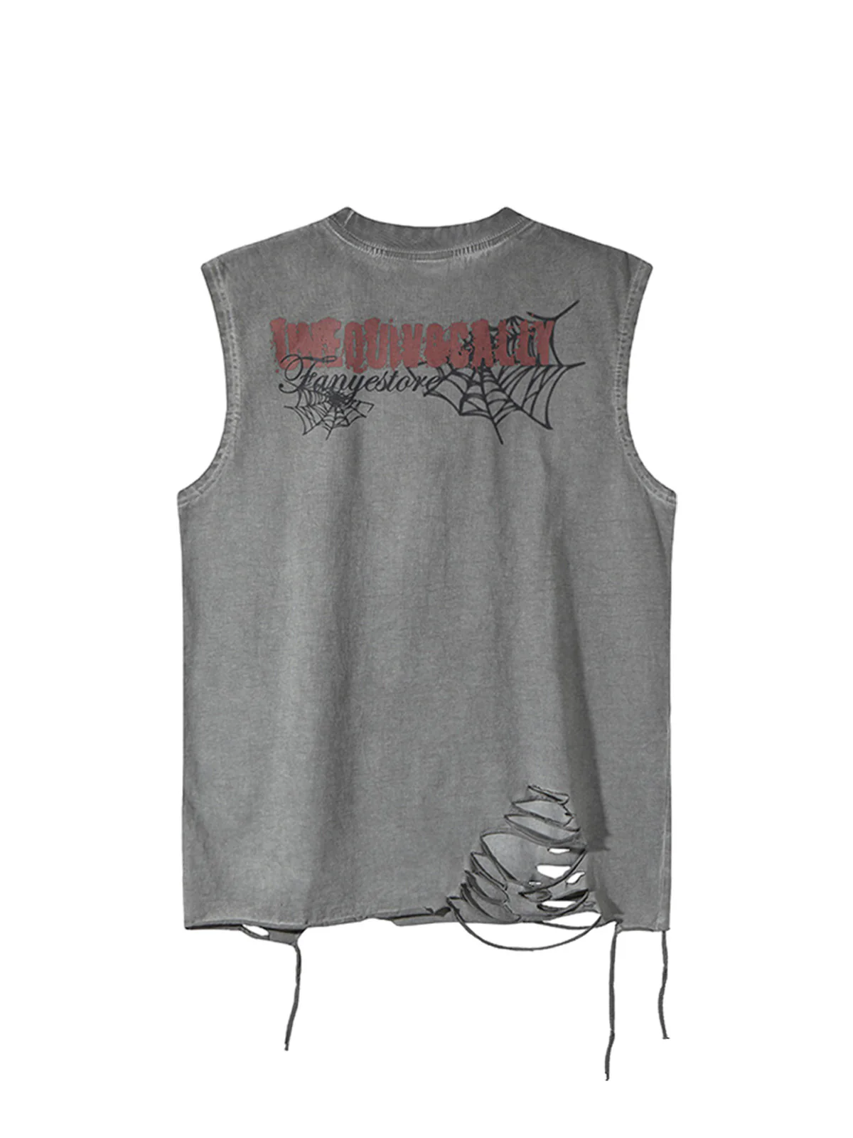 Raggedy Design Spider Web Graphic Vest - 2360