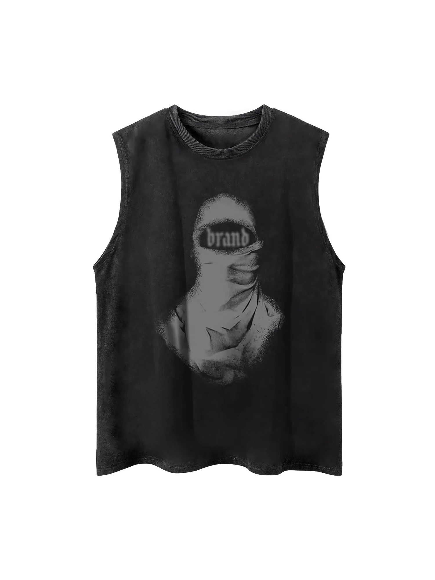 Thesupermade Retro Distressed Character Print Street Rap Vest