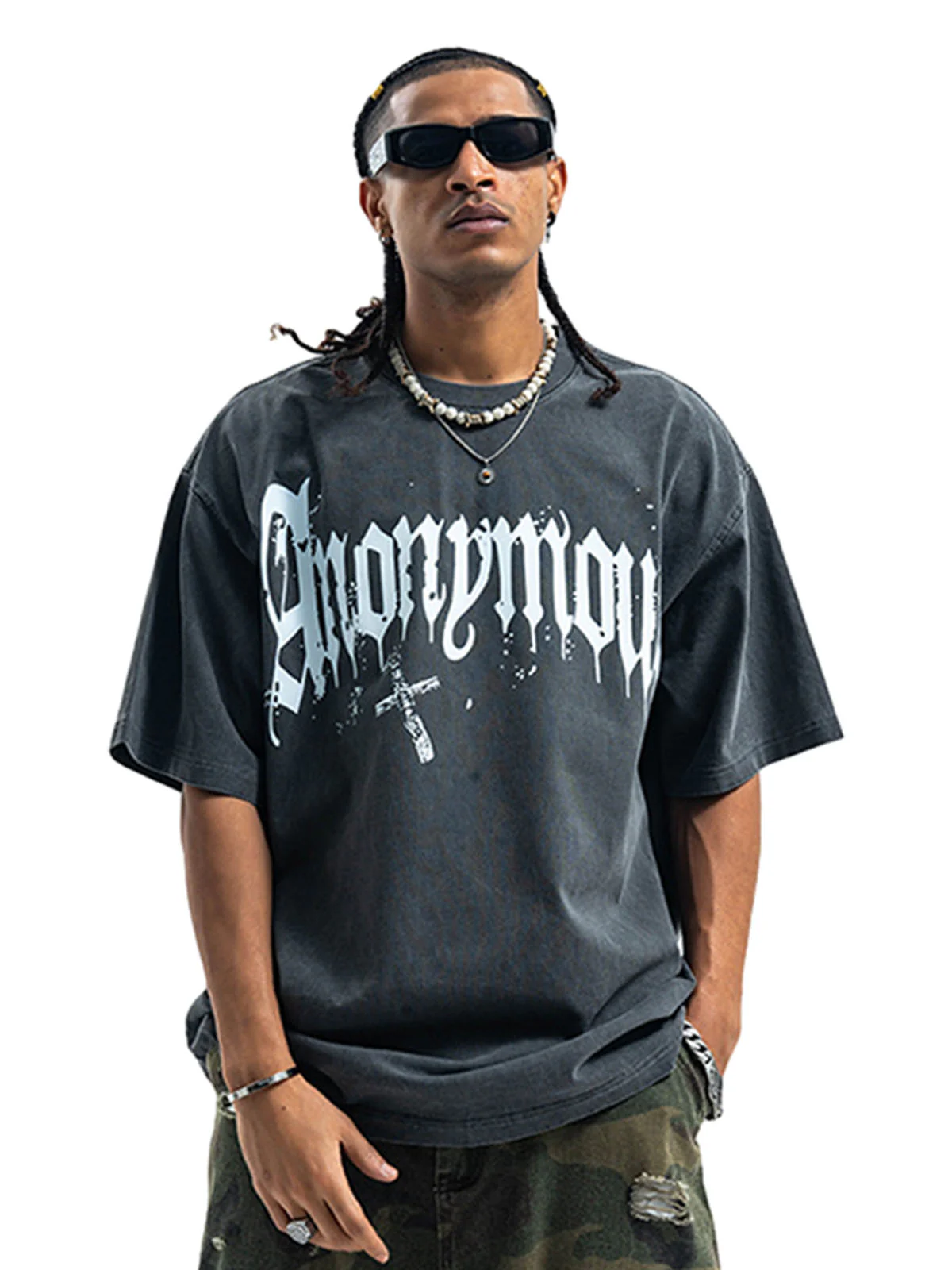 Thesupermade American Street Heavy Washed Distressed Gothic Cross T-shirt