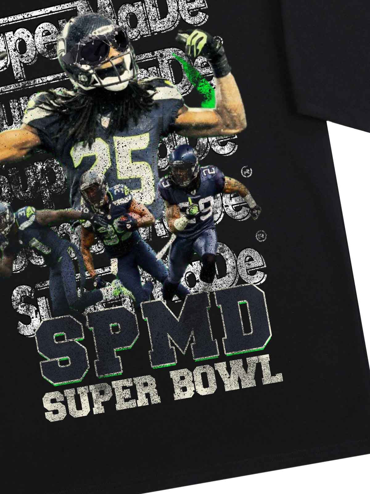 Super Bowl Football Print T-shirt - 2309