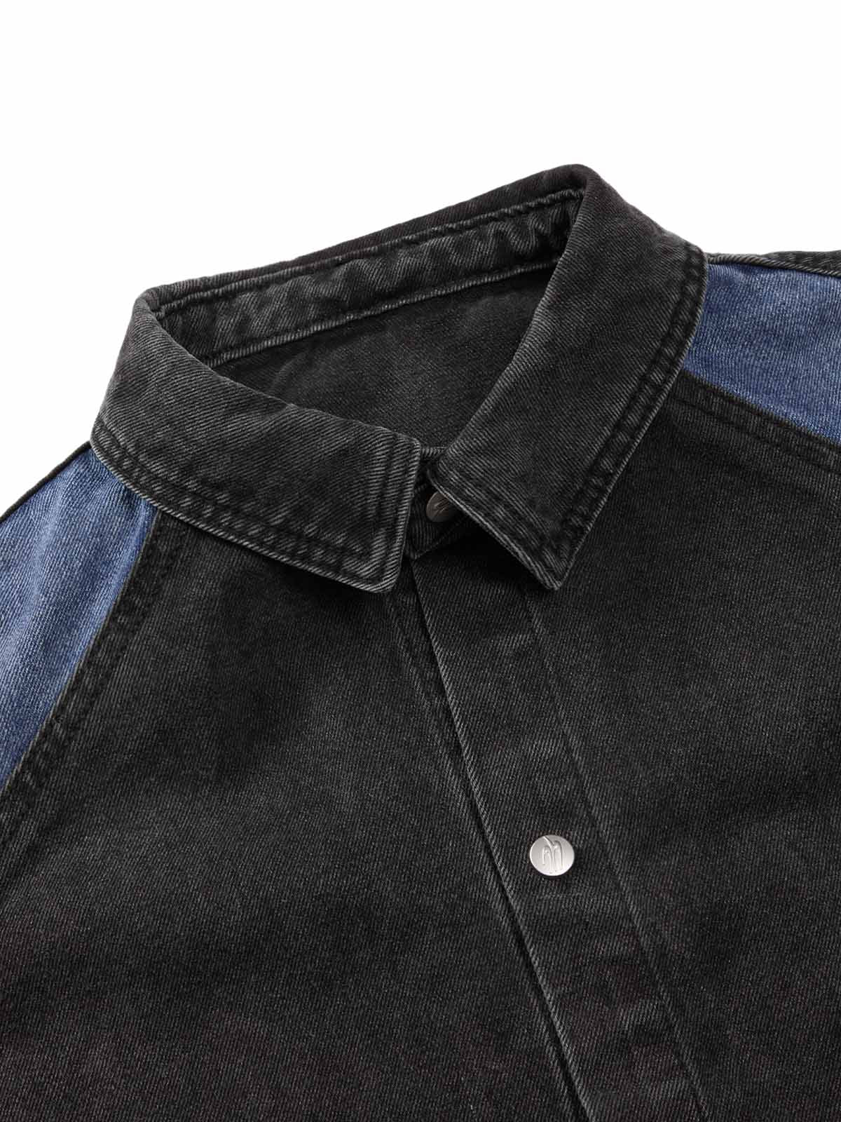 Deconstructed Patchwork Short-Sleeve Cropped Denim Set