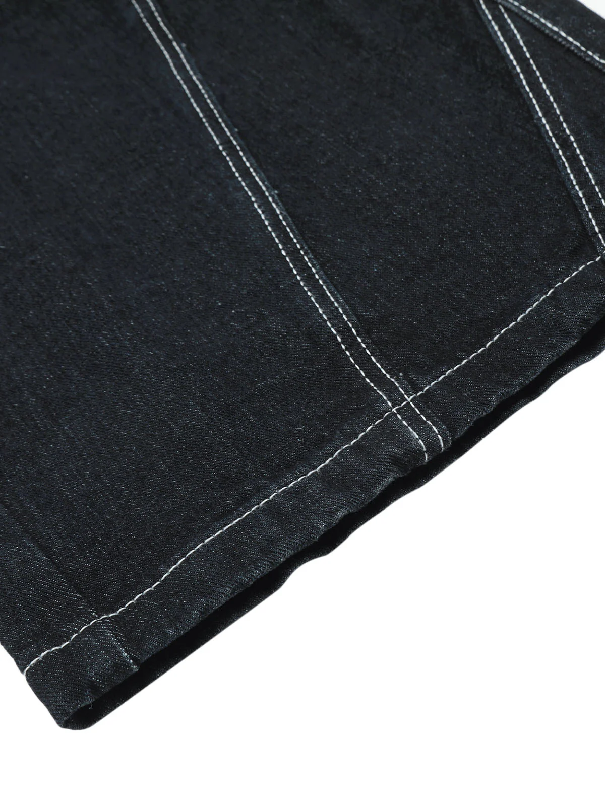 Deconstructed Multi-Pocket Cargo Straight Jeans