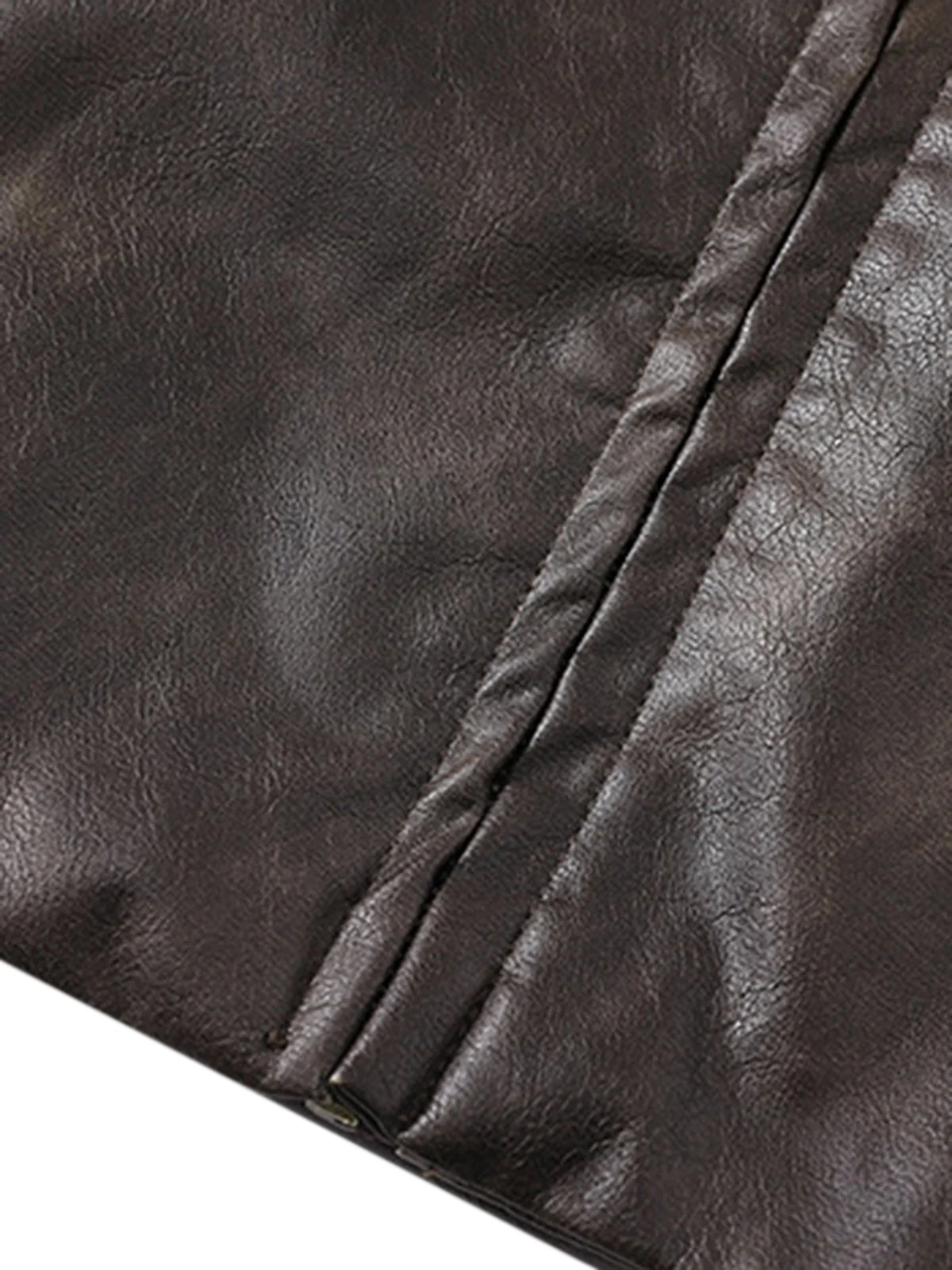 Thesupermade Distressed Letter Embroidery Motorcycle PU Leather Jacket