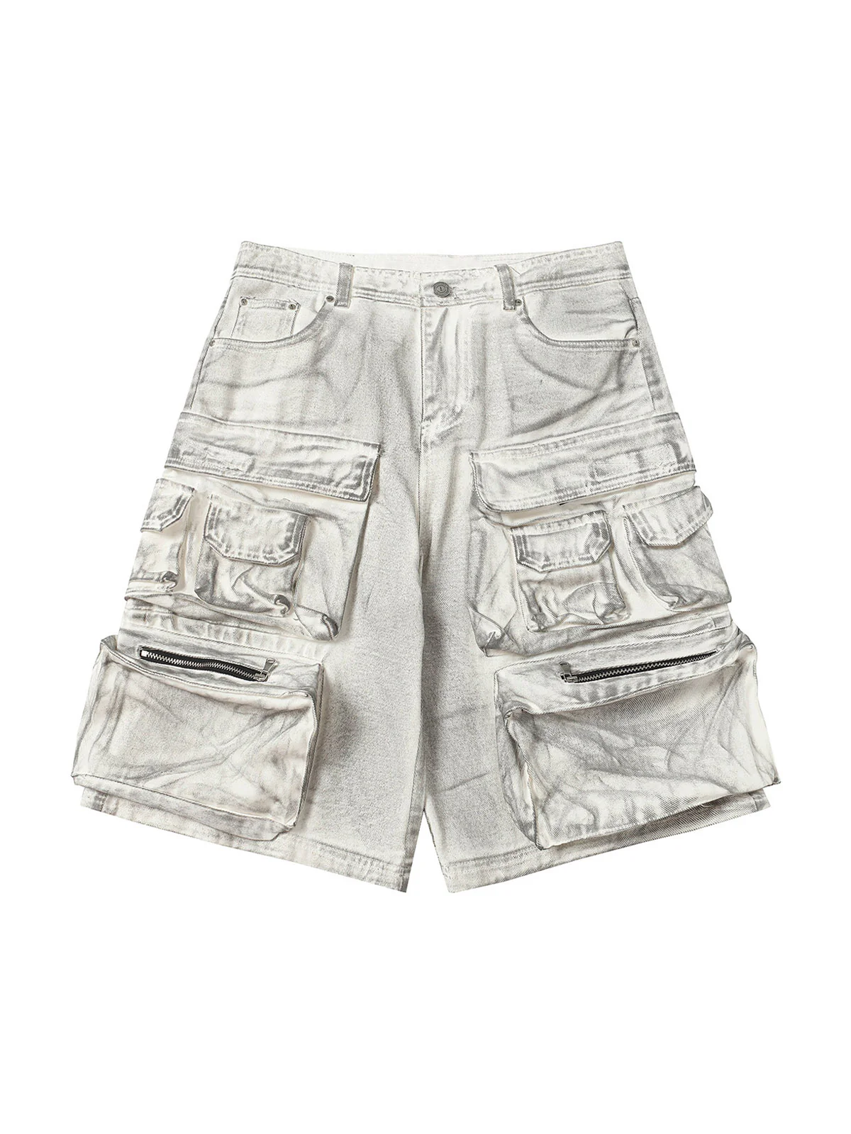 Distressed Multi-Pocket Cargo Shorts
