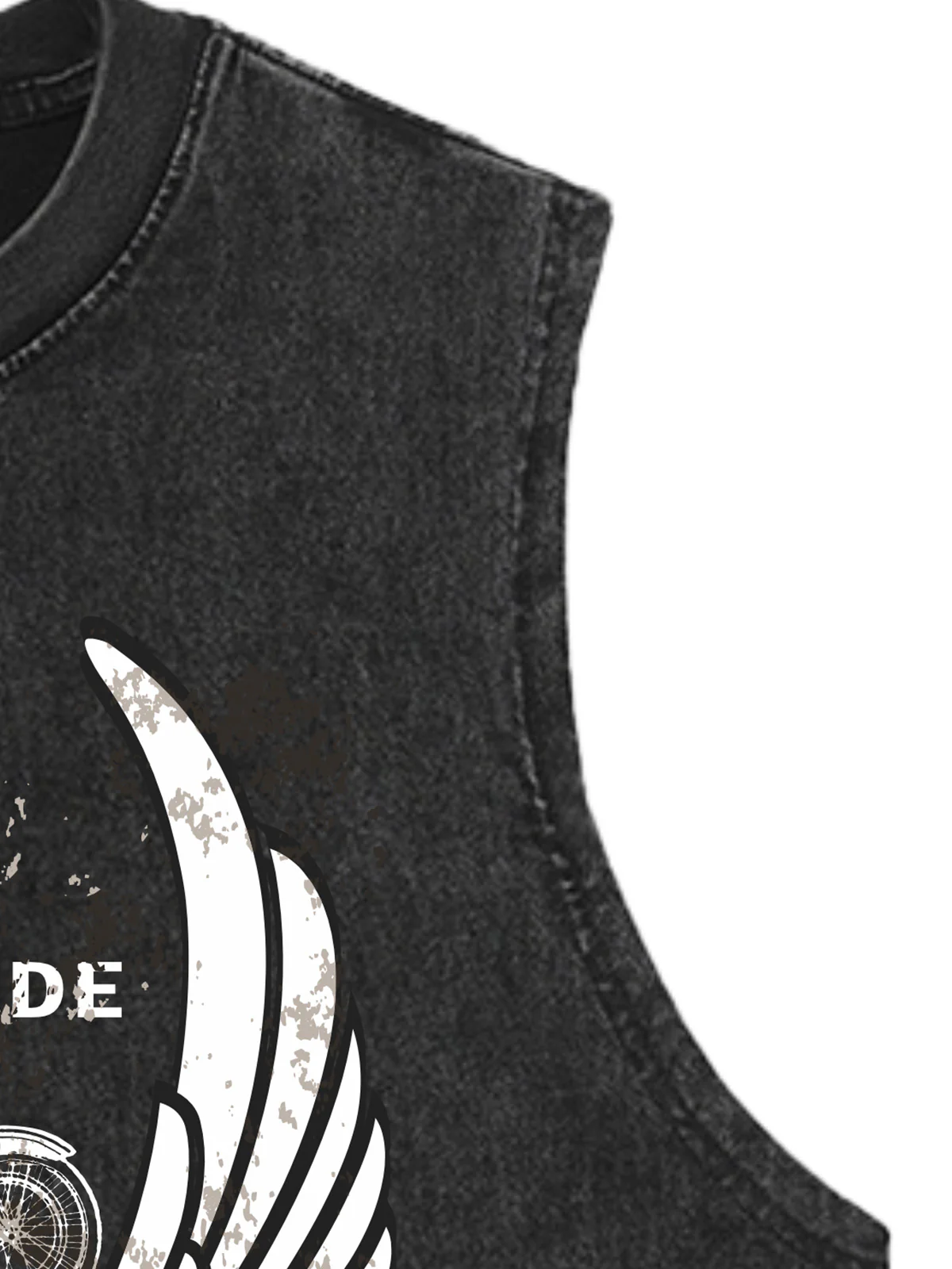 Original Distressed Graphic Tank Top Sleeveless Denim Vest