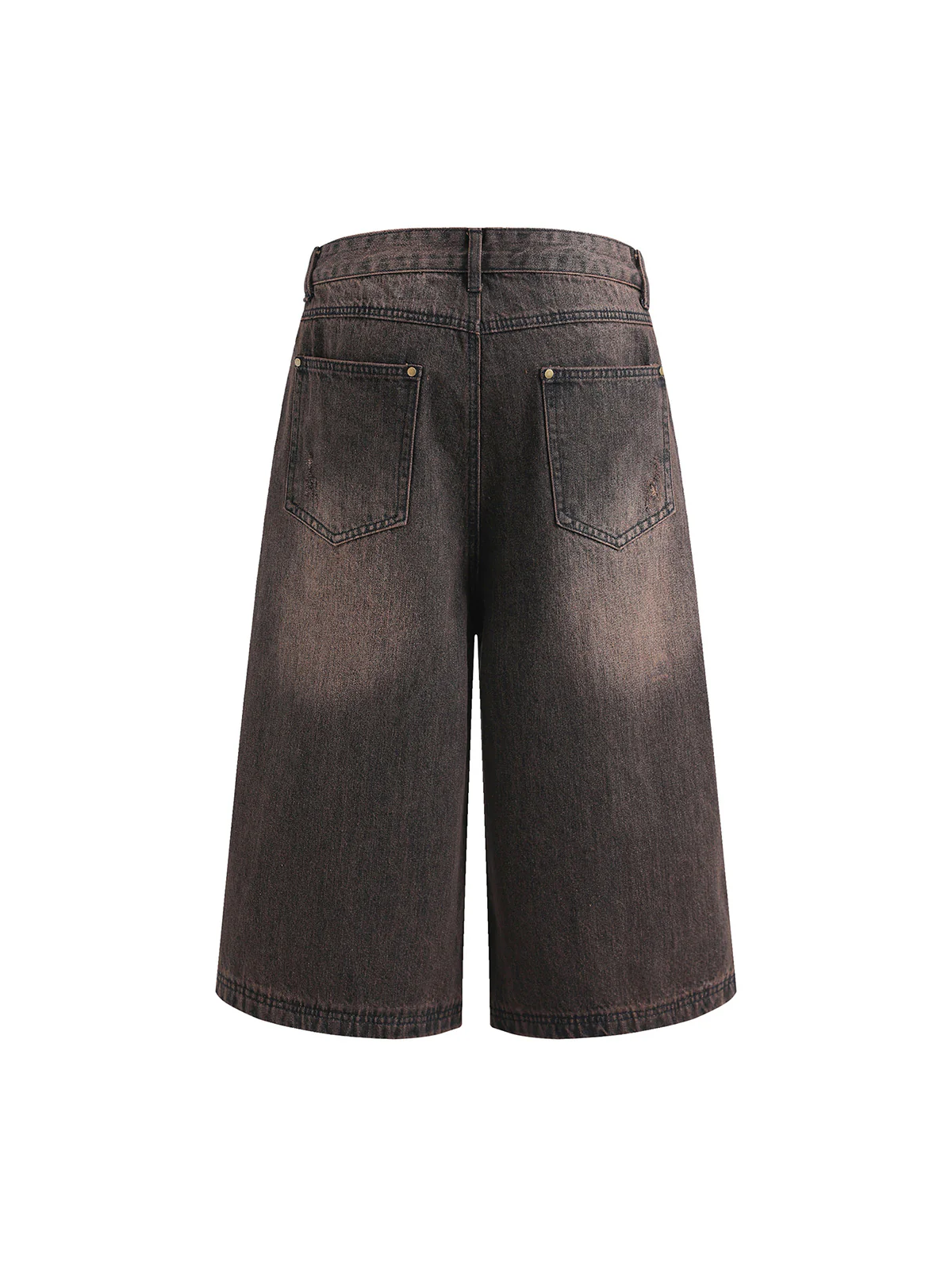 Distressed Washed Denim Cropped Jorts - 2399