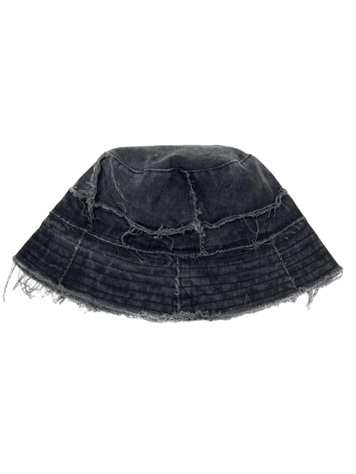 Distressed Denim Raw Edge Destroyed Bucket Hat