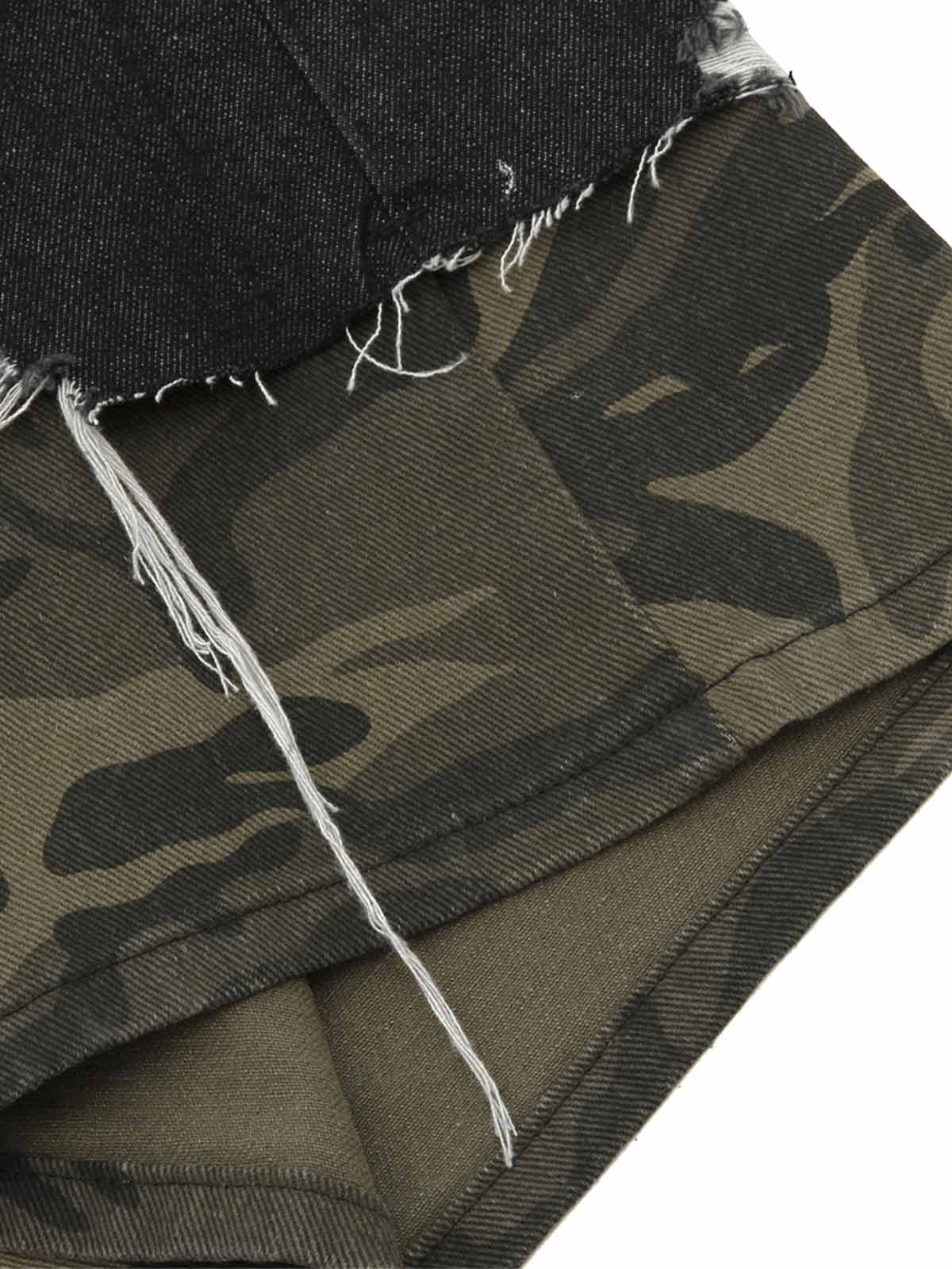 Patchwork Camouflage Ripped Denim Jorts