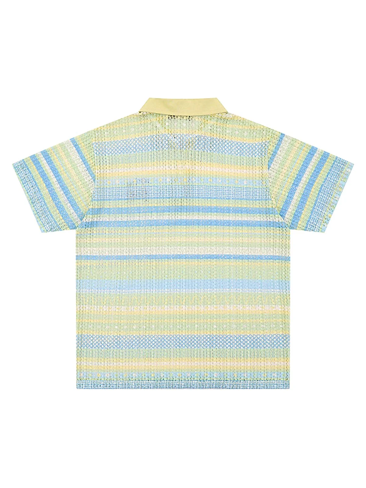Retro Gradient Striped Hollow POLO Shirt