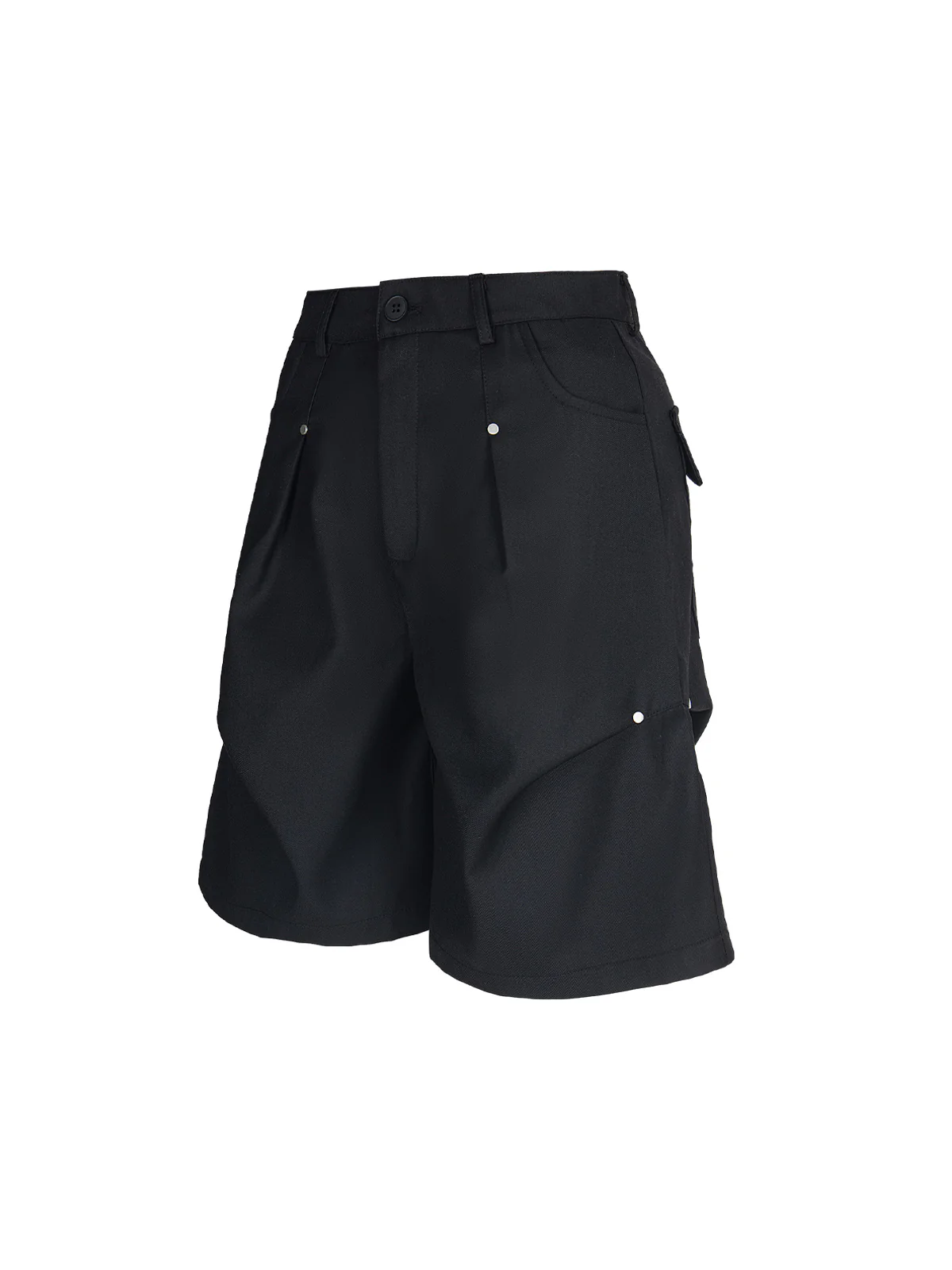 Street Retro Pleated Rivet Shorts