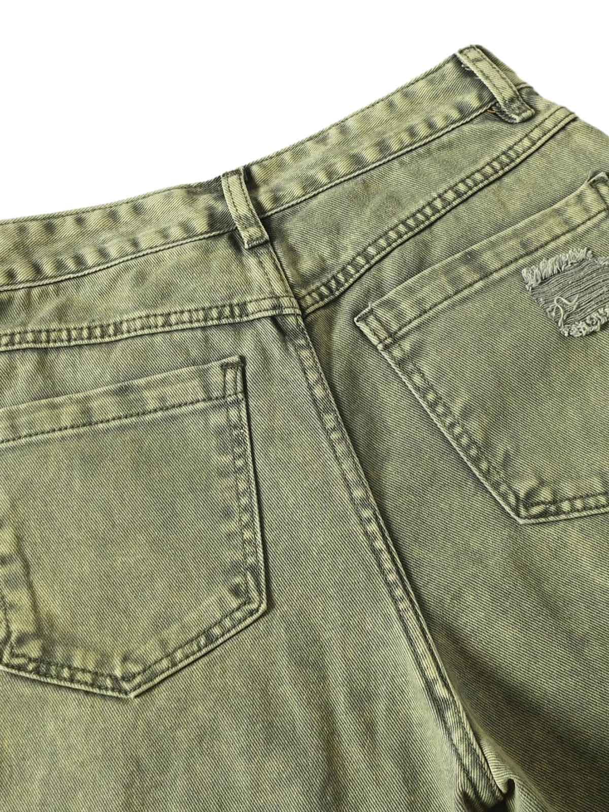 Washed Distressed Ripped Barrel Jeans