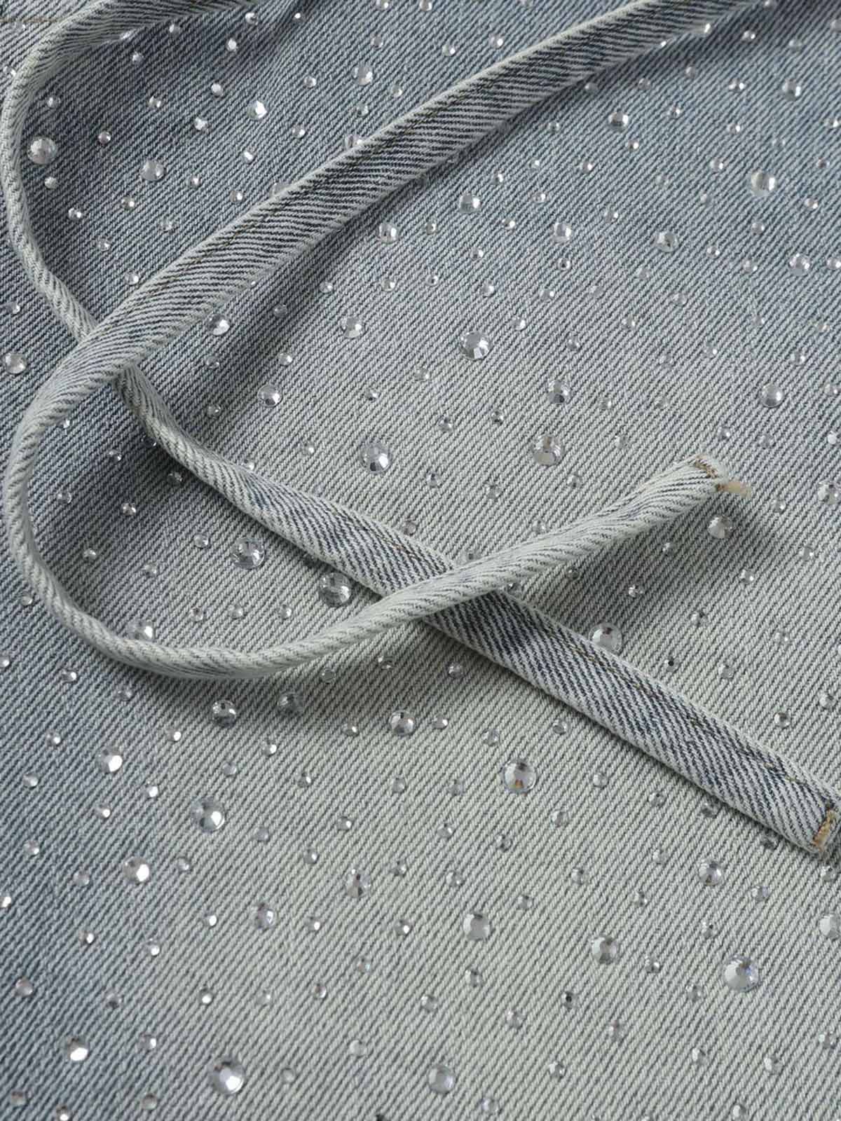 Distressed Rhinestone Denim Jorts