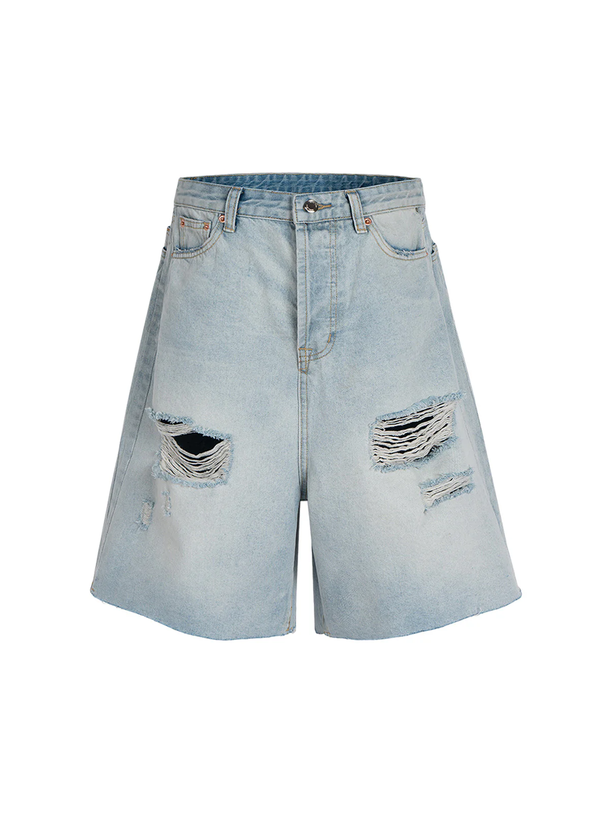 Washed Ripped Whisker Denim Jorts