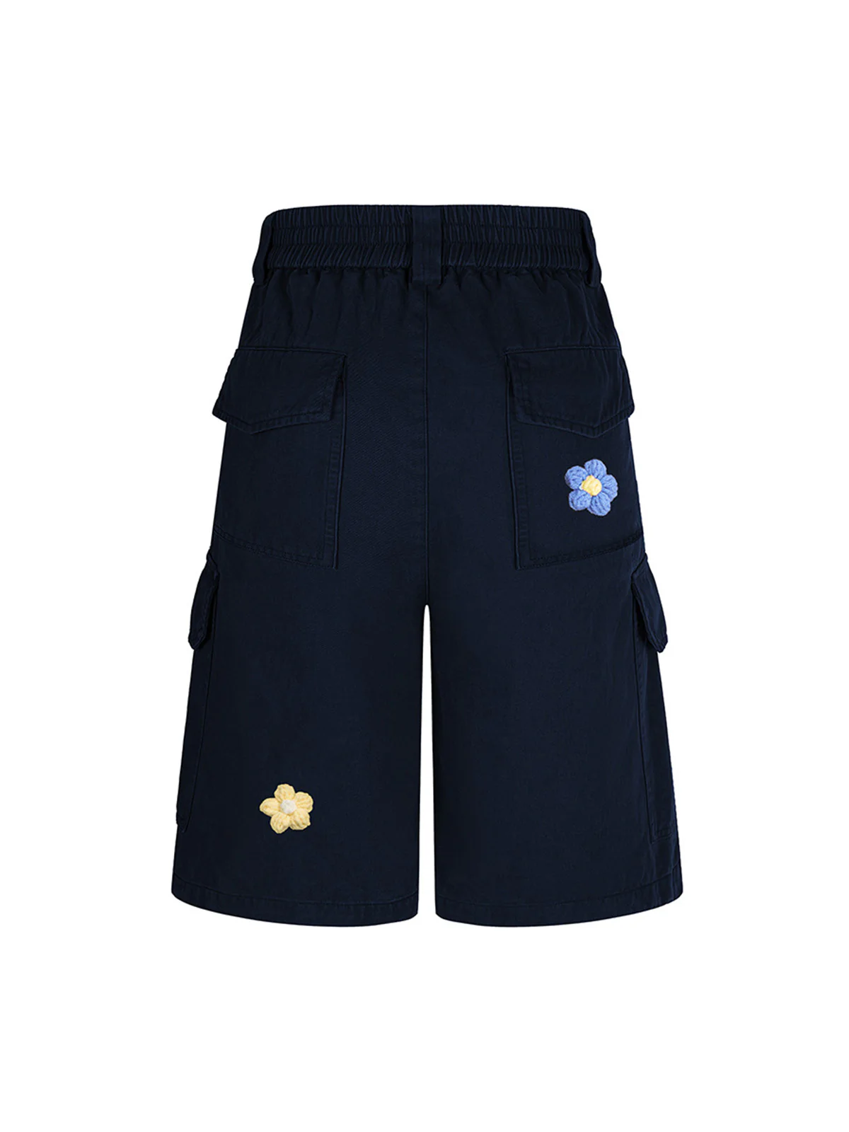 Retro Floral Embroidered Pleated Multi-Pocket Cargo Jorts