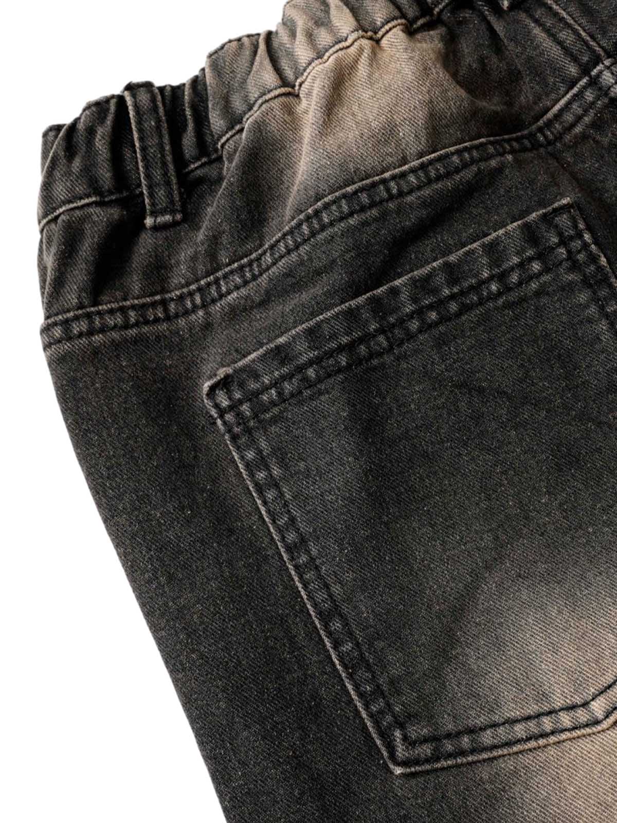 Washed Distressed Raw Edge Denim Jorts