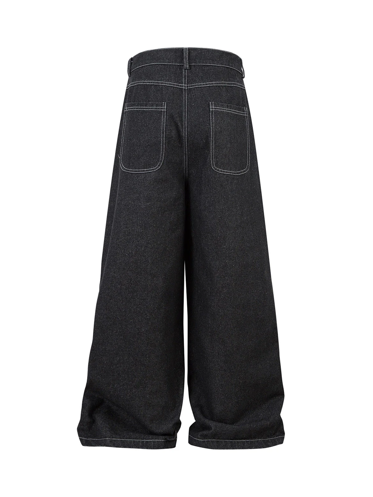 Deconstructed Split Topstitched Pleated Pocket Jeans