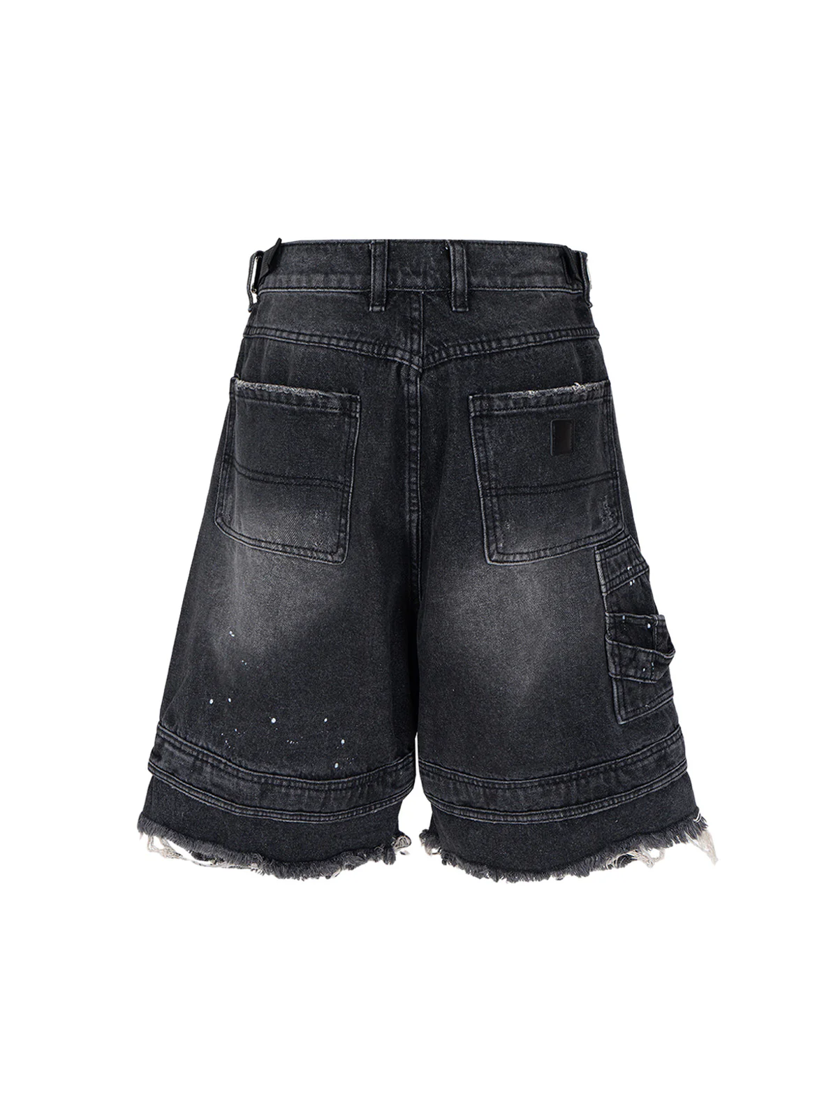 Ripped Washed Tassel Cargo Denim Shorts