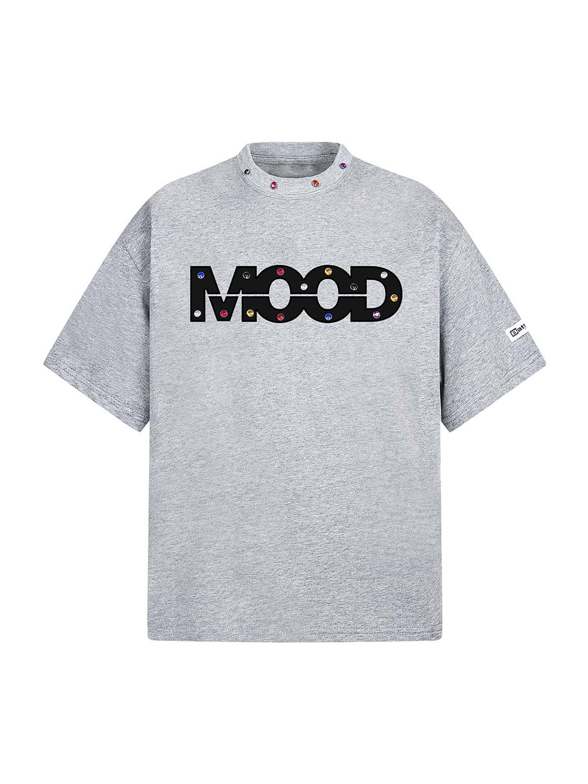 Street Retro MOOD Patch Embroidered Rivet T-shirt