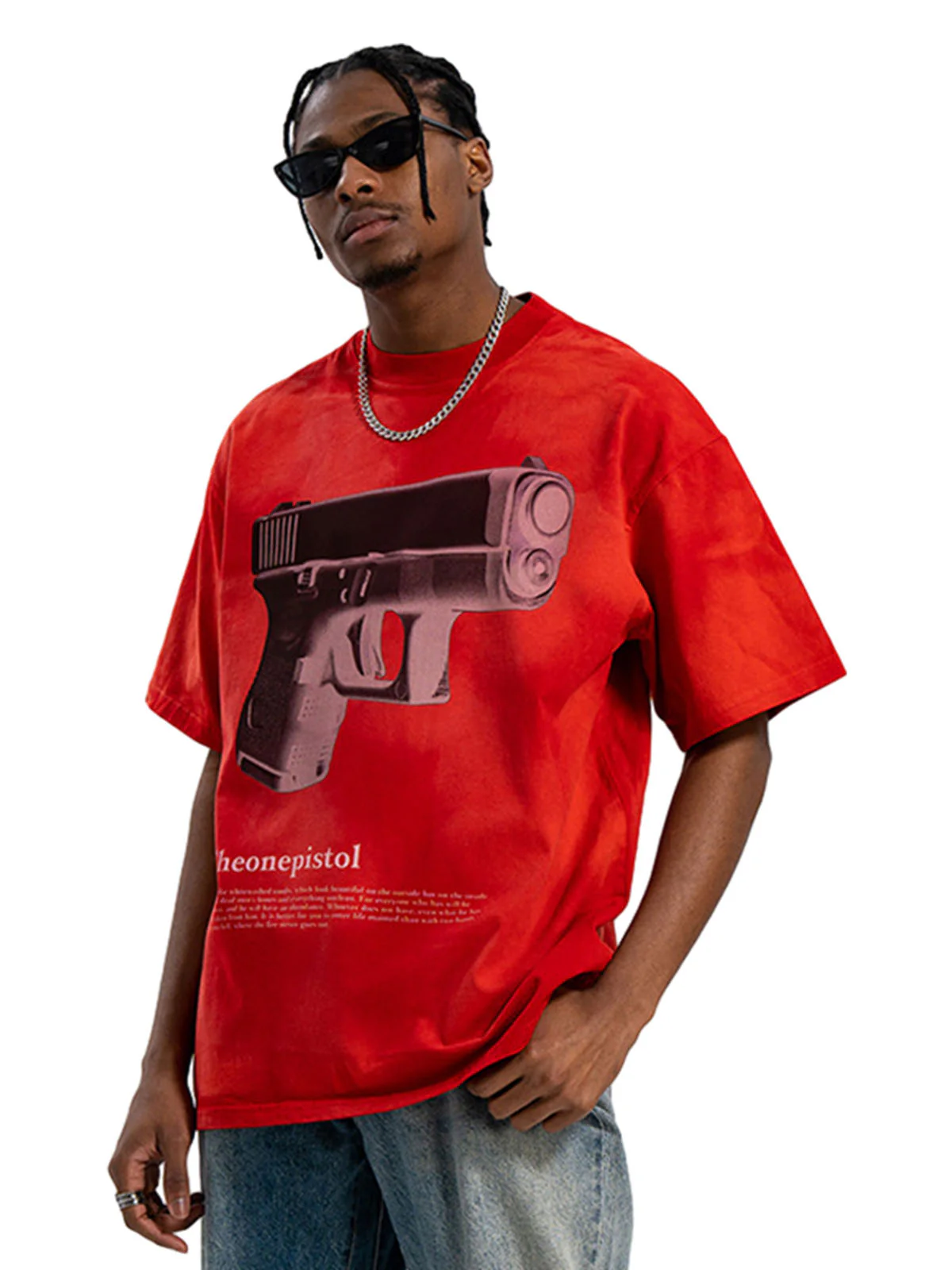 Graphic Gun Print T-Shirt - Bold Statement for Urban Style
