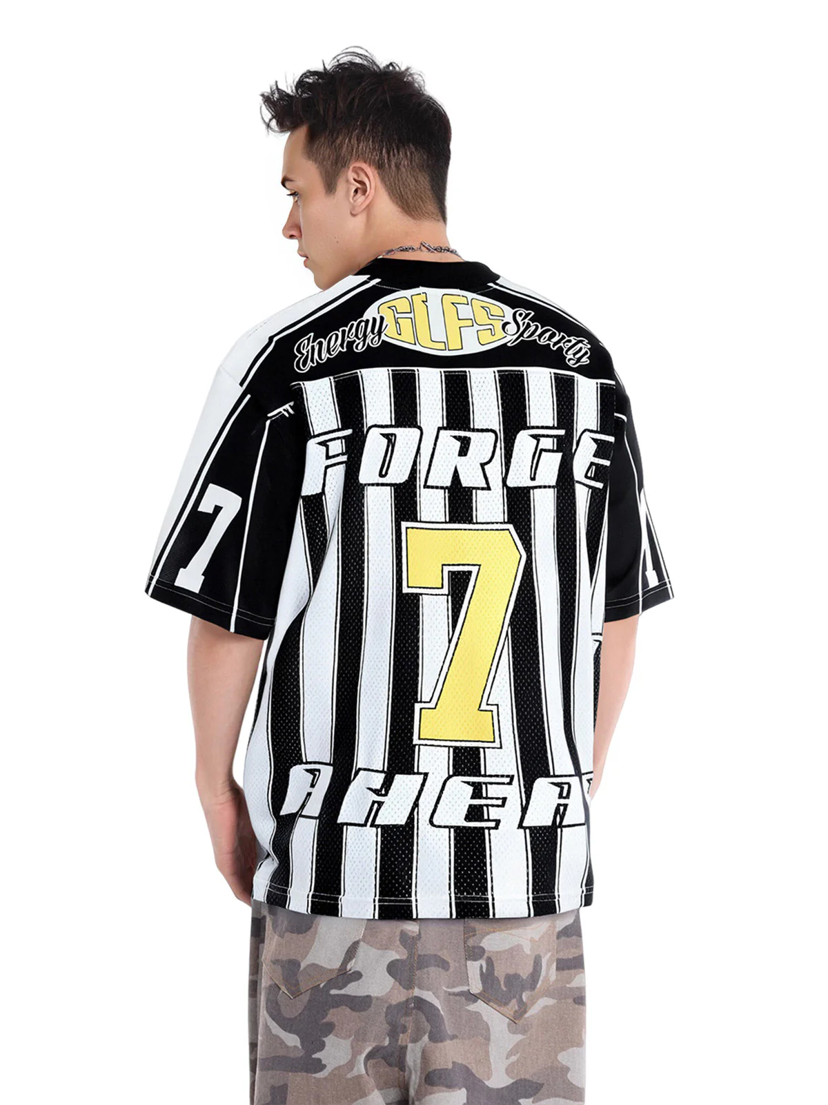 Sports Letter Stripe Print Jersey T-shirt