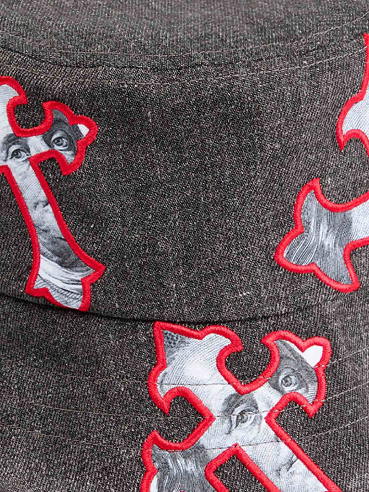 Cross And Portrait Denim Bucket Hat