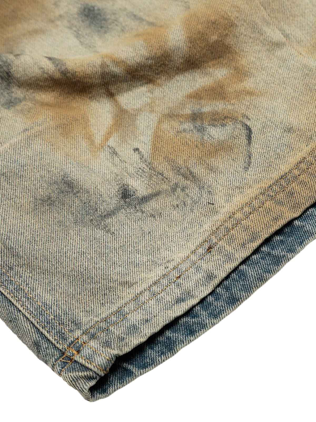 Distressed Tie-Dye Denim Shorts