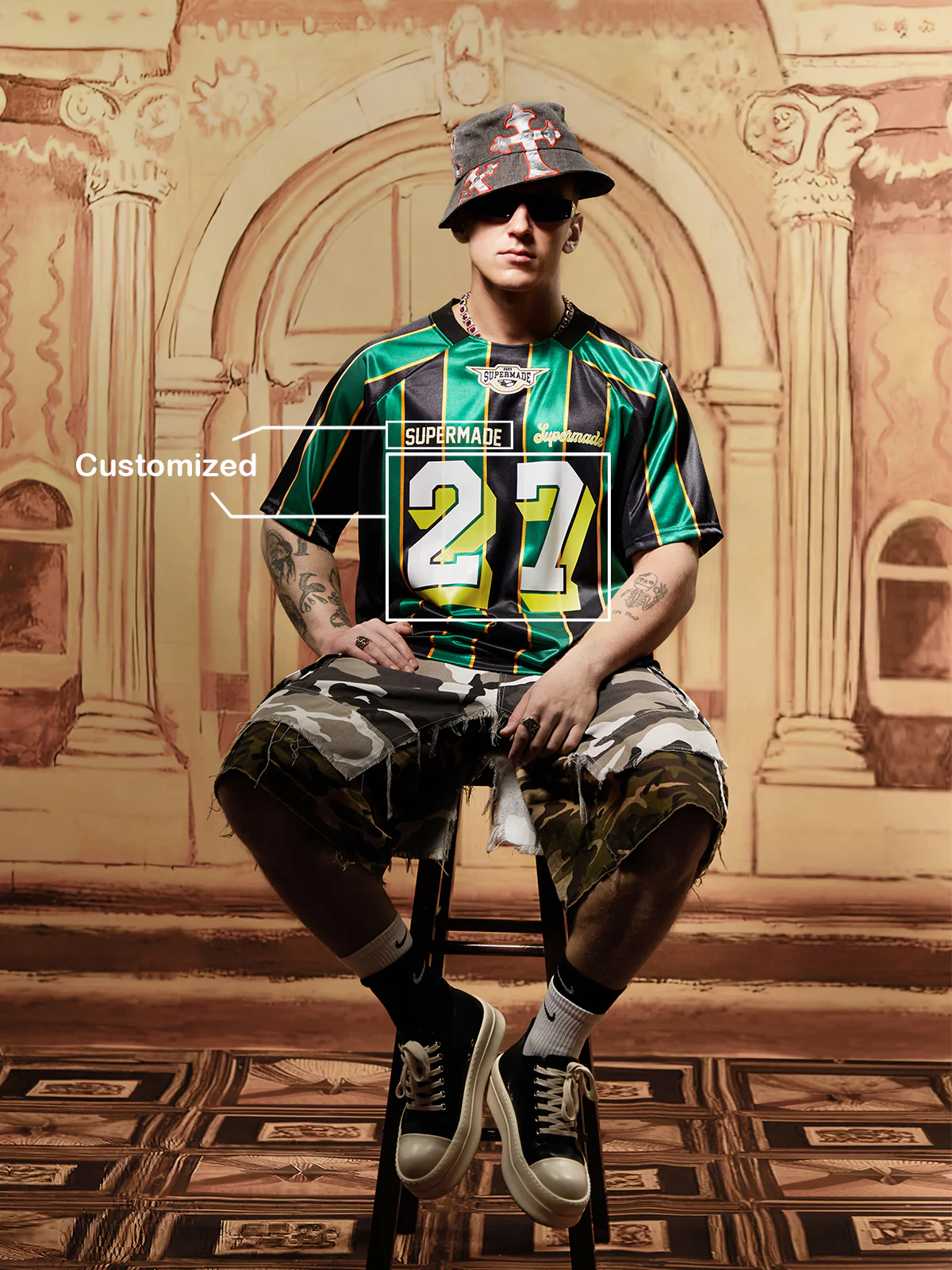 Original Retro Striped Spliced Sports Jersey T-Shirt
