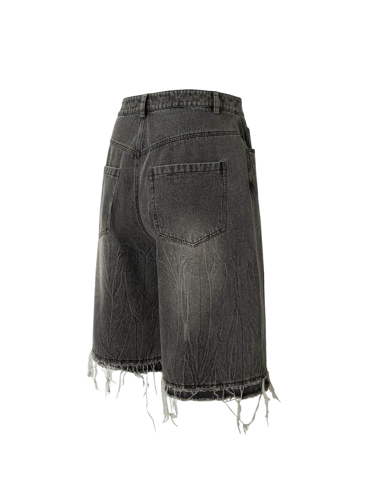 Retro Cartoon Graffiti Washed Ripped Tassel Jorts