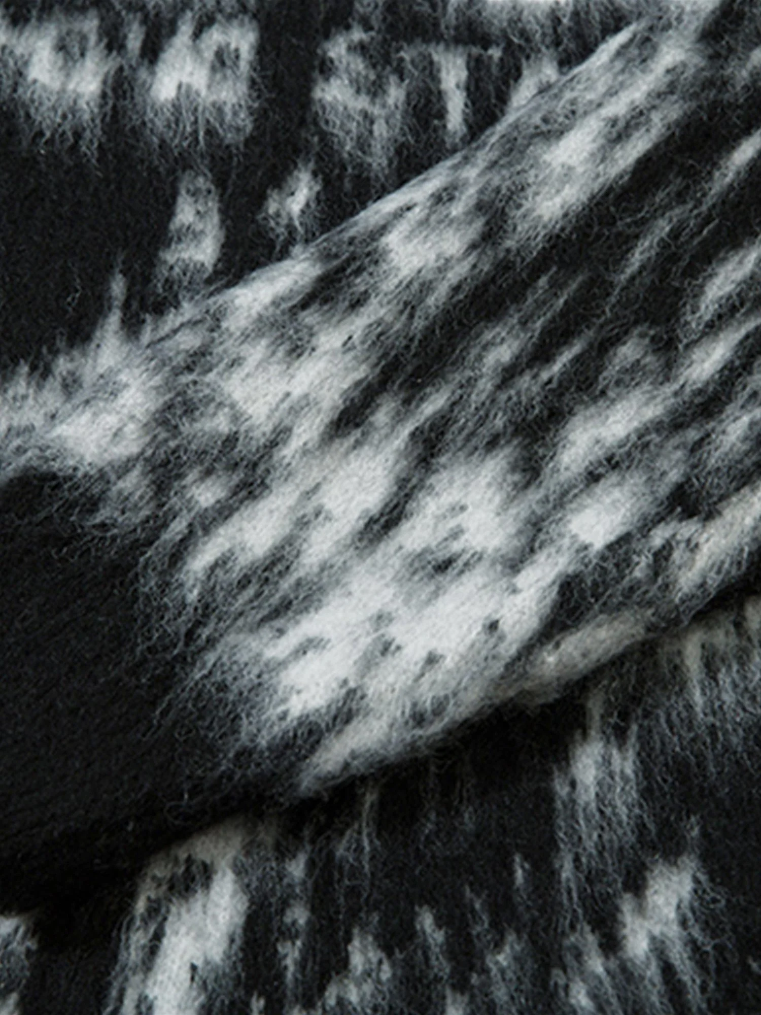 Thesupermade Star Mohair Fuzzy Hooded Zip Up Sweater