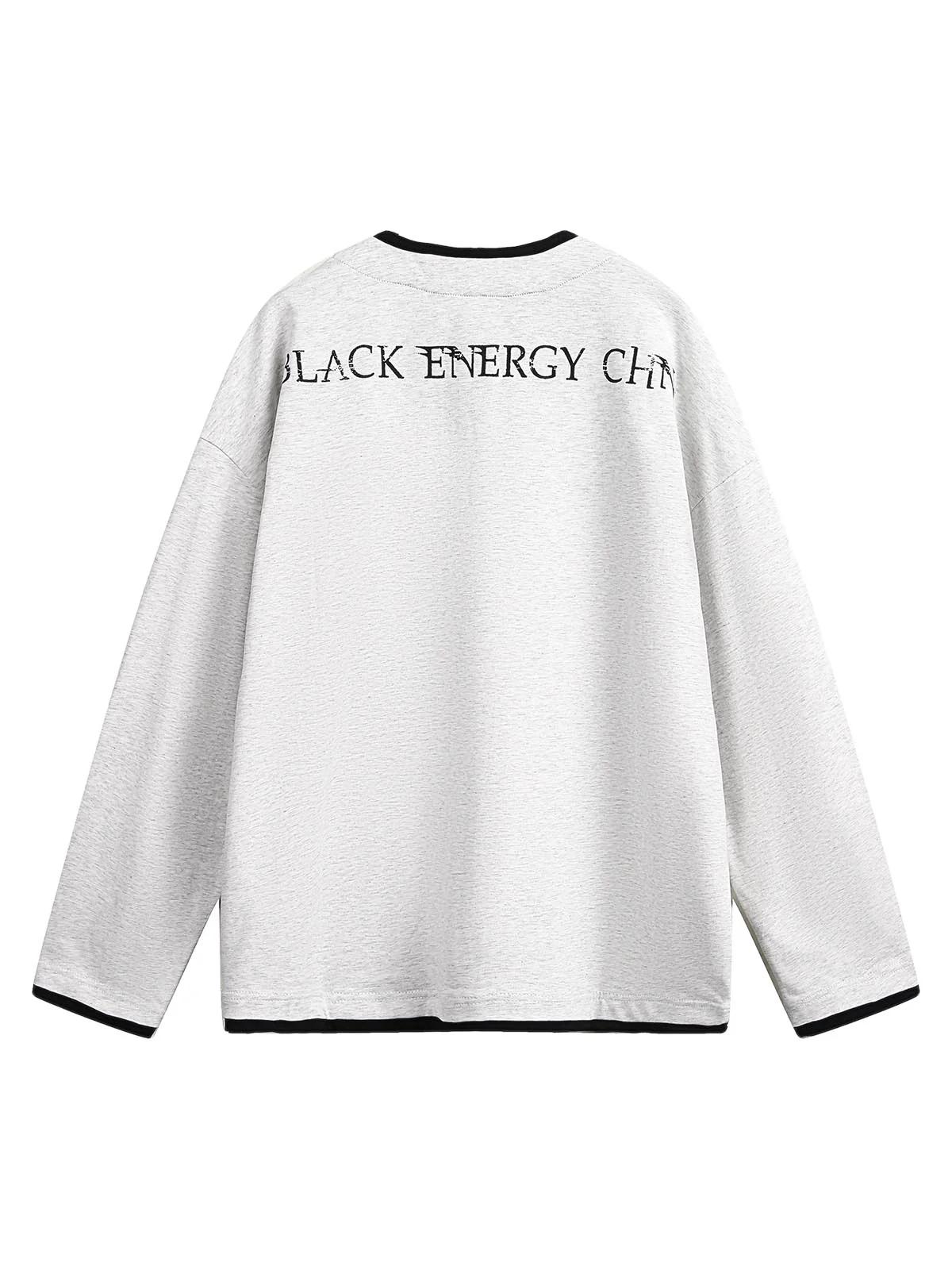 Retro Portrait Print Faux Two-Piece Long Sleeve T-Shirt - 2316