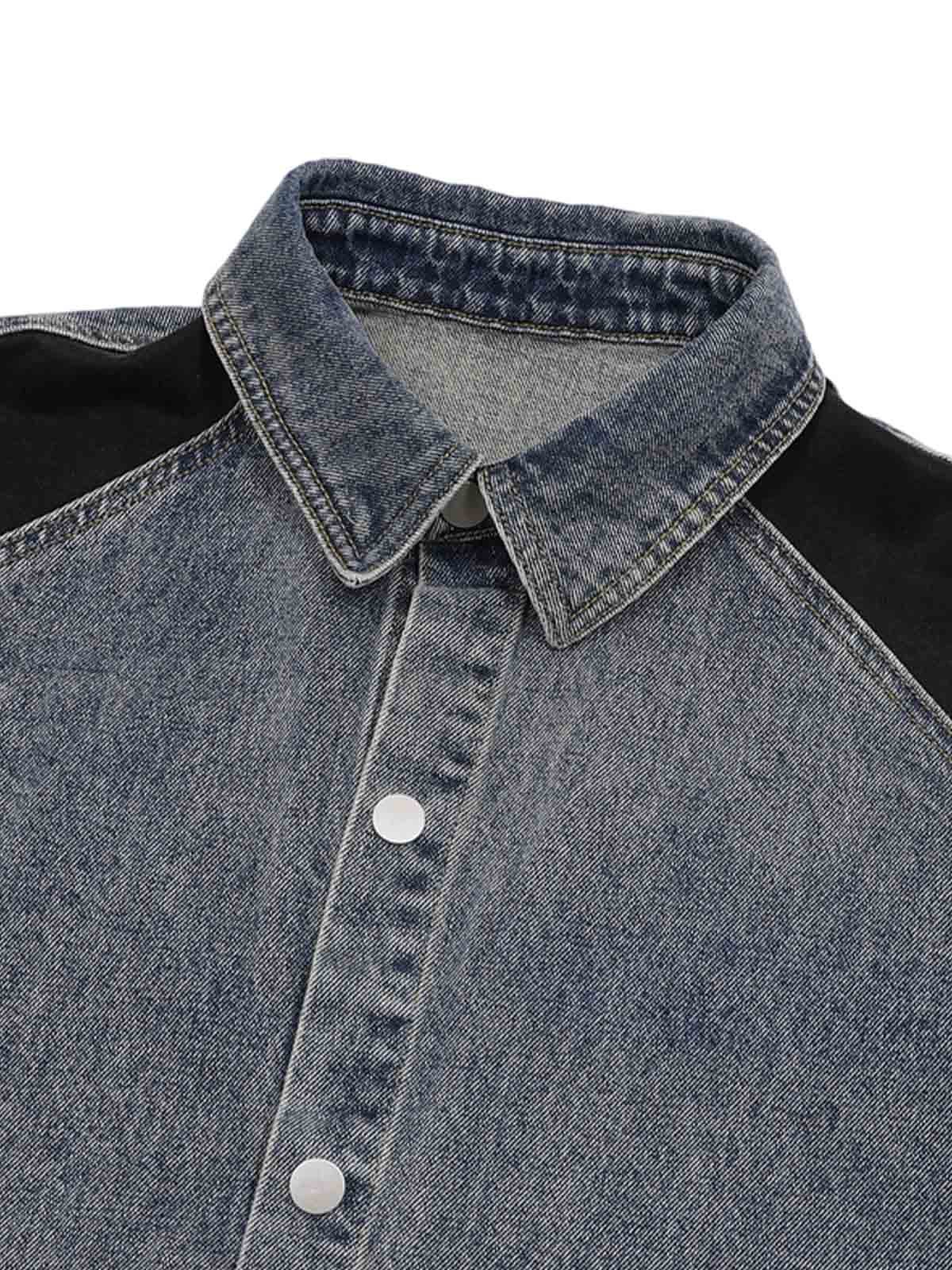 Deconstructed Patchwork Short-Sleeve Cropped Denim Set