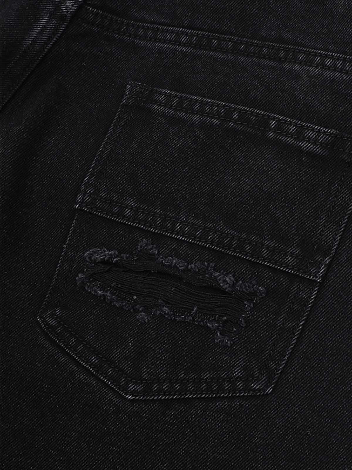 Thesupermade Patchwork Camouflage Ripped Shirt Jorts Denim Suit