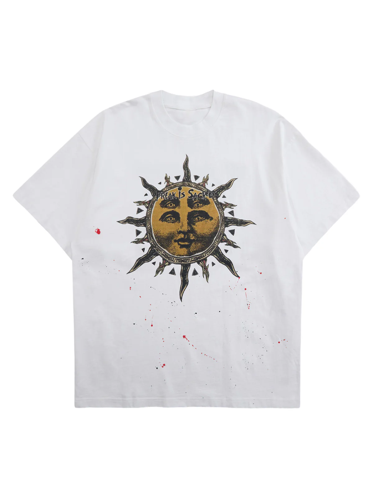 Ink-Splashed Sun God Worn T-shirt