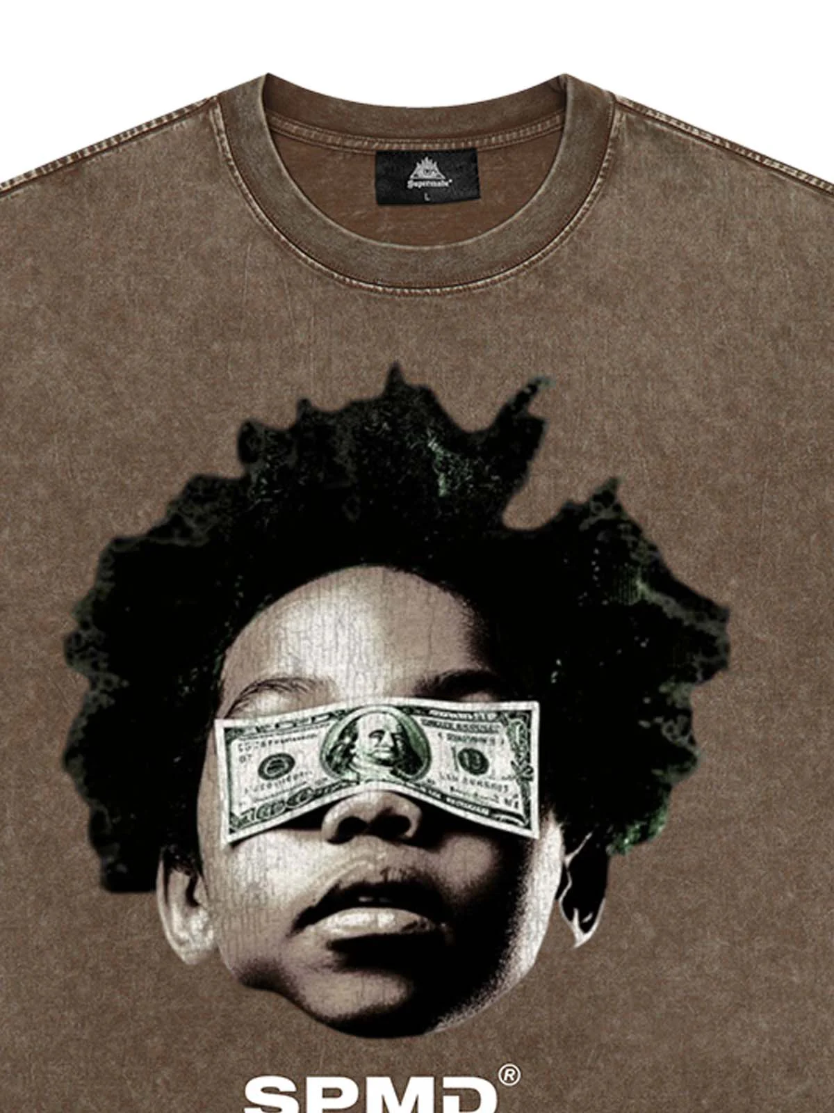 Original Distressed Washed Dollar Boy Print T-Shirt
