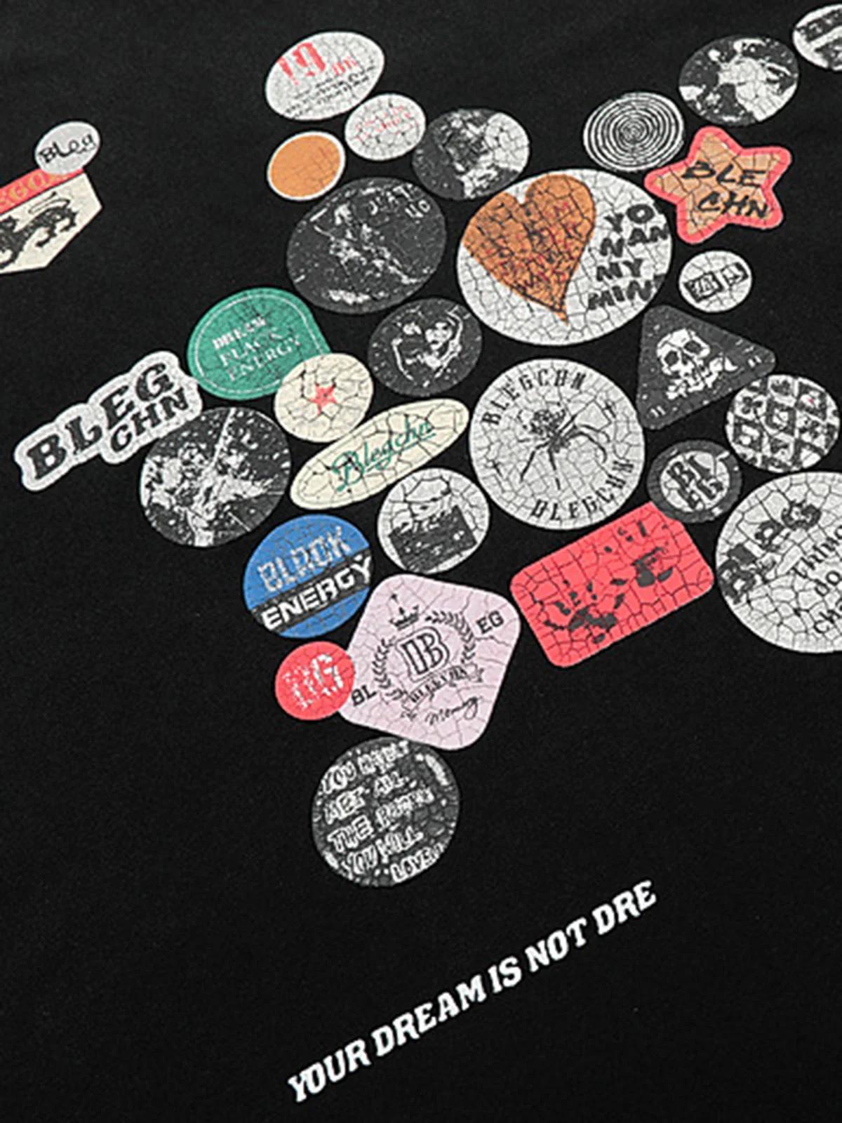 Badge Print Distressed Short Sleeve T-Shirt